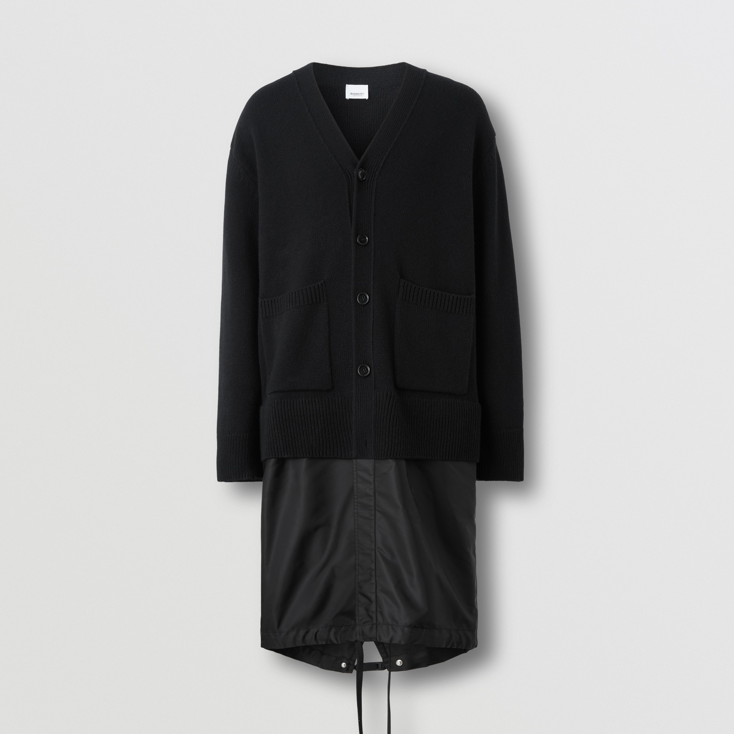 コントラストナイロンパネル ウールカシミア カーディガン (ブラック) - メンズ | Burberry®公式サイト コントラストナイロンパネル ウールカシミア カーディガン (ブラック) - メンズ | Burberry®公式サイト