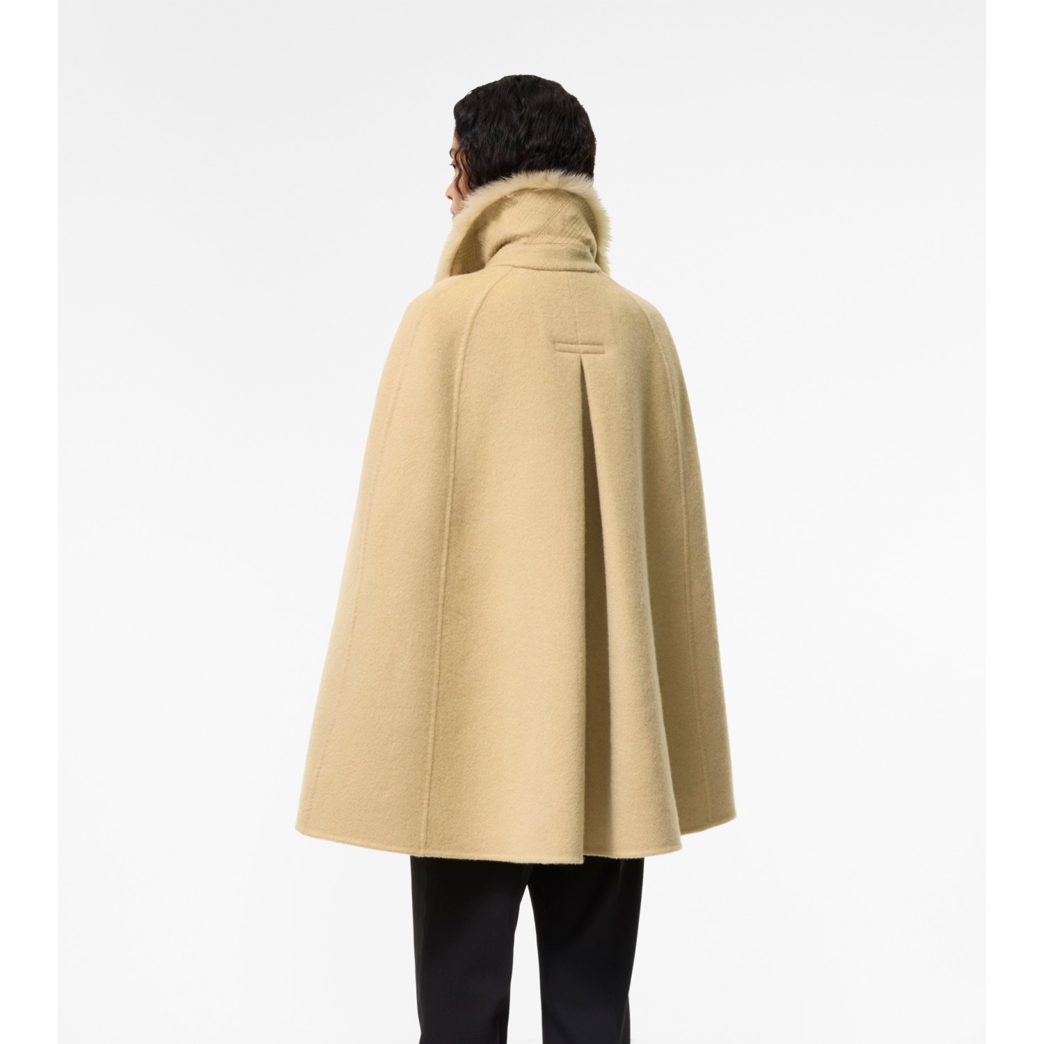 Shearling Collar Cashmere Cape - thumbnail 3