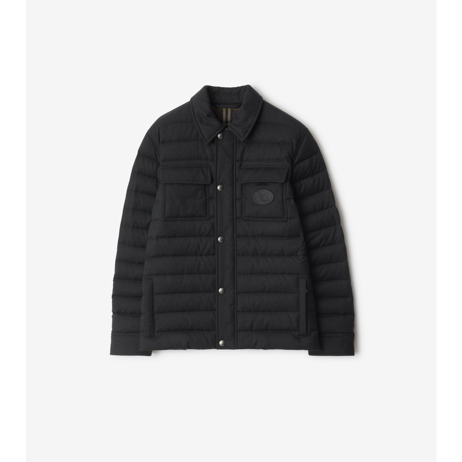 Jaqueta overshirt acolchoada de flanela de lã