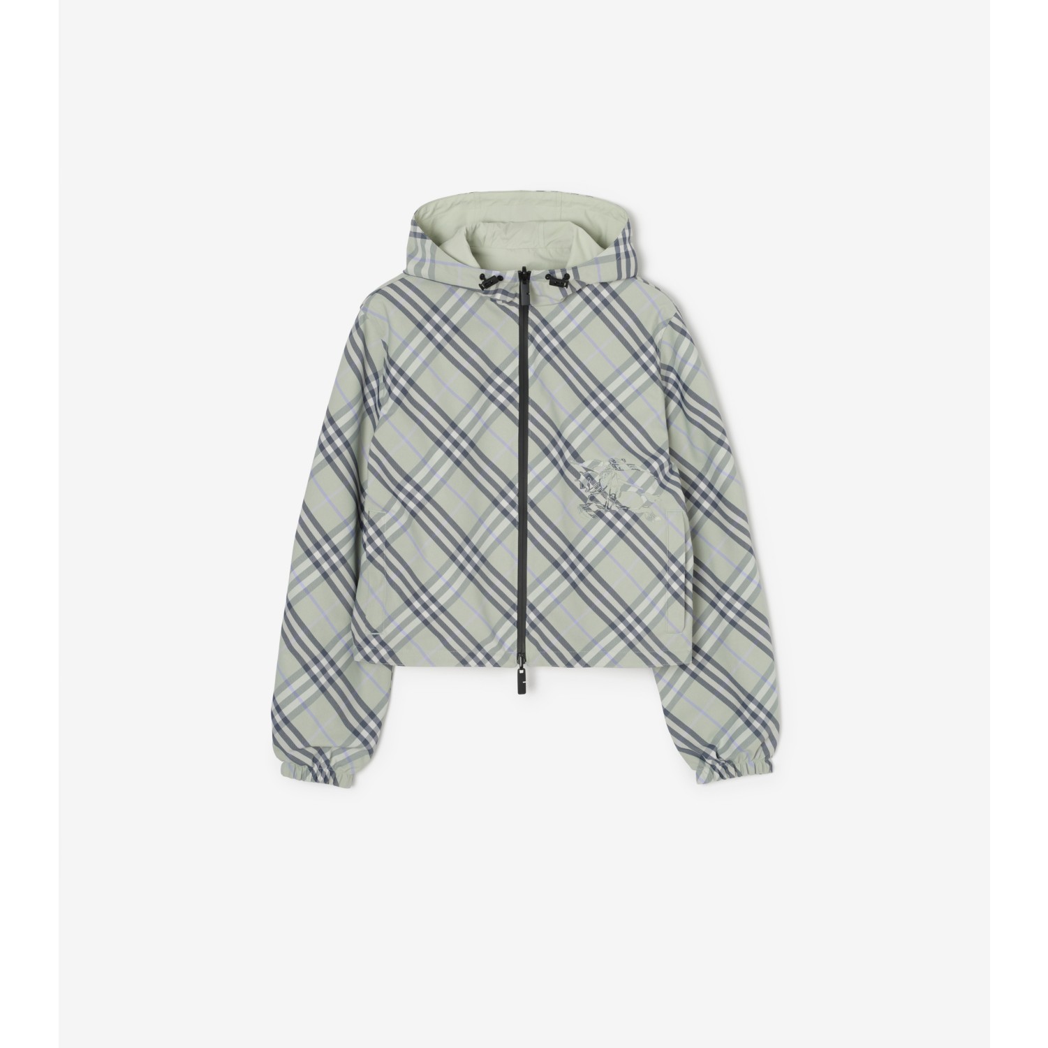 Cropped Reversible Check Jacket in Seafoam green - Women, Wool | Burberry® Official