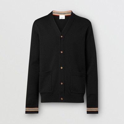 burberry icon stripe merino wool cardigan