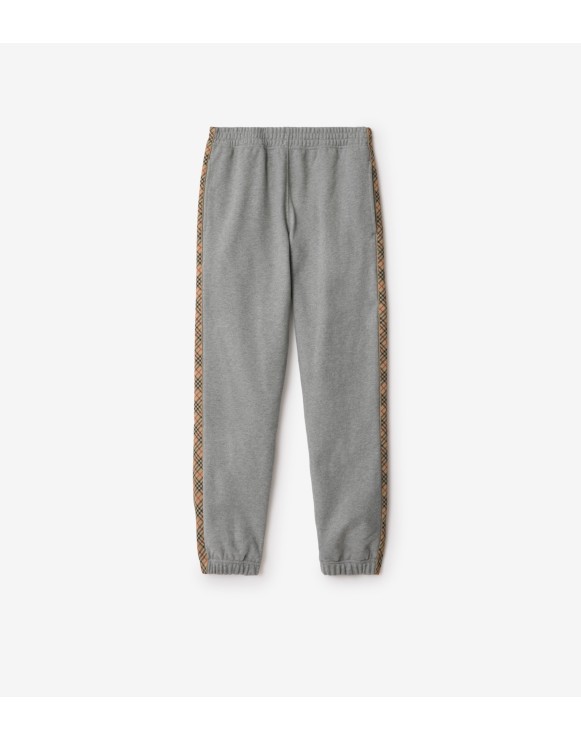Check Trim Cotton Jogging Pants