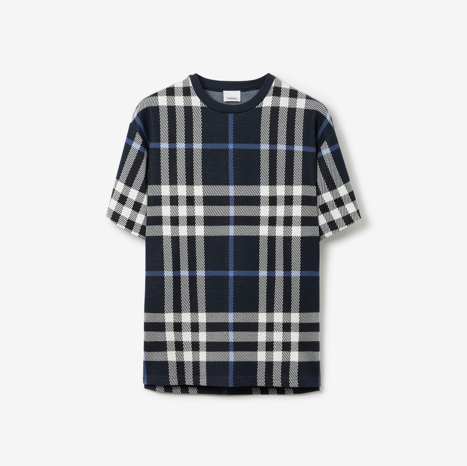 T-shirt en coton Check (Blanc/bleu Foncé) - Homme | Site officiel Burberry®