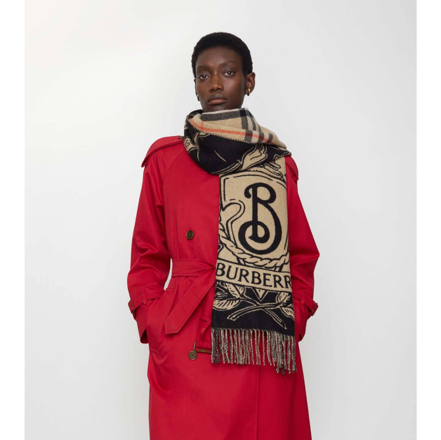 Wide Reversible Stormy Knight Scarf in Sand | Burberry® Official