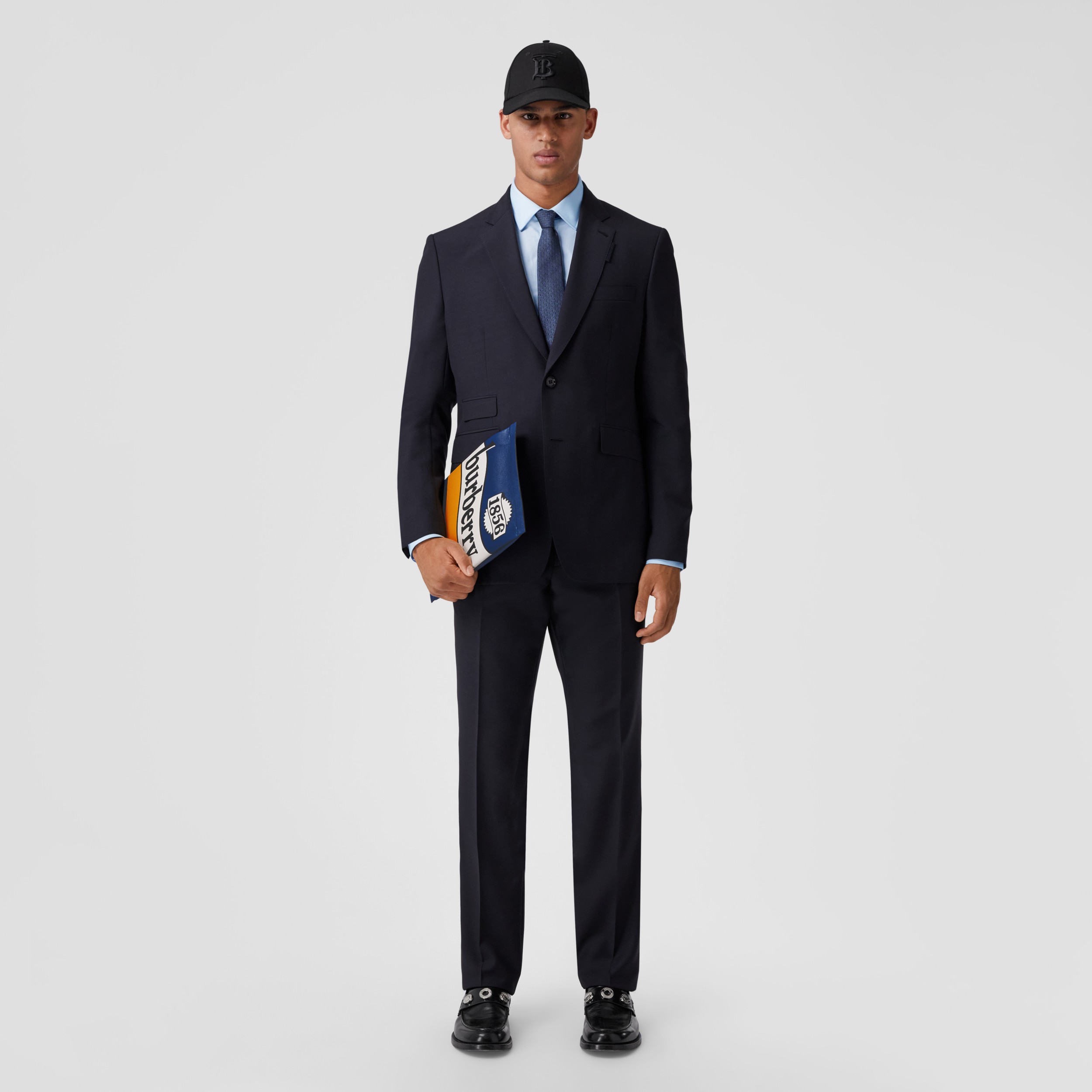 Classic Fit Wool Mohair Tailored Trousers in Navy - Men | Burberry® Official - 4