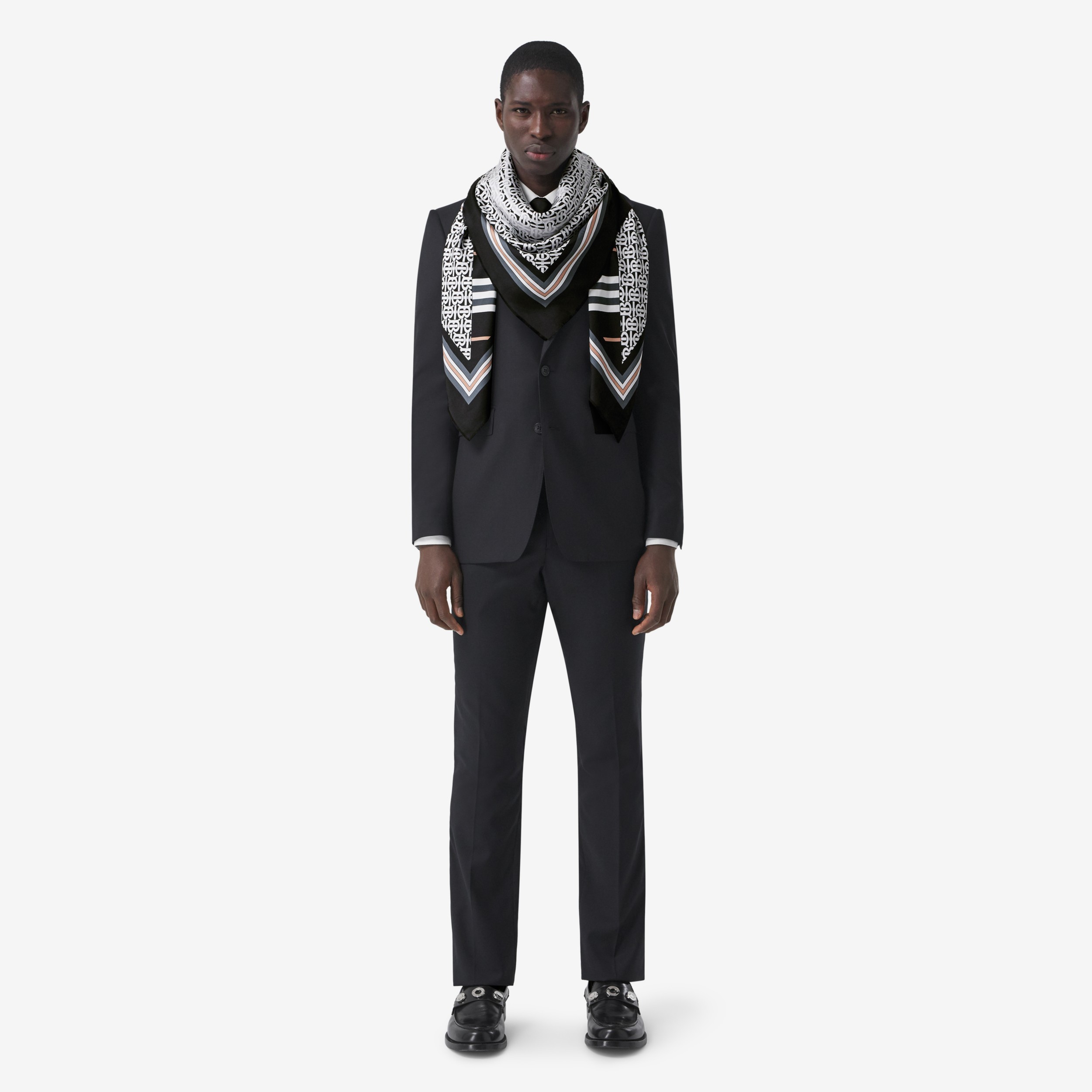 Montage Print Silk Square Scarf in Monochrome | Burberry® Official - 4