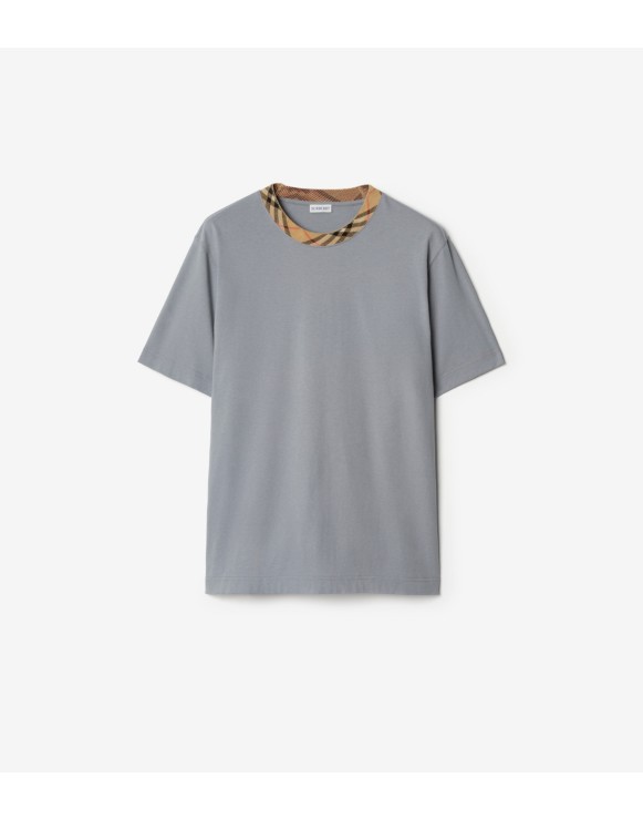 Check Trim Cotton T-shirt