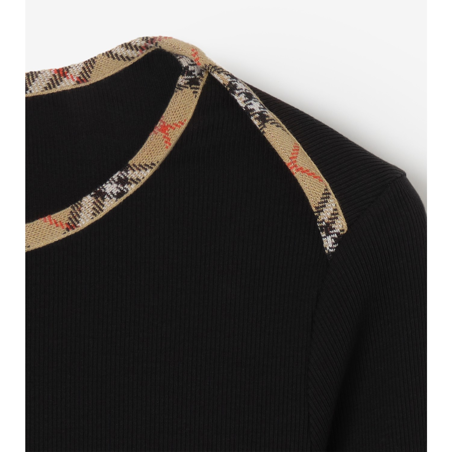 T-shirt a maniche lunghe in cotone con finiture Check