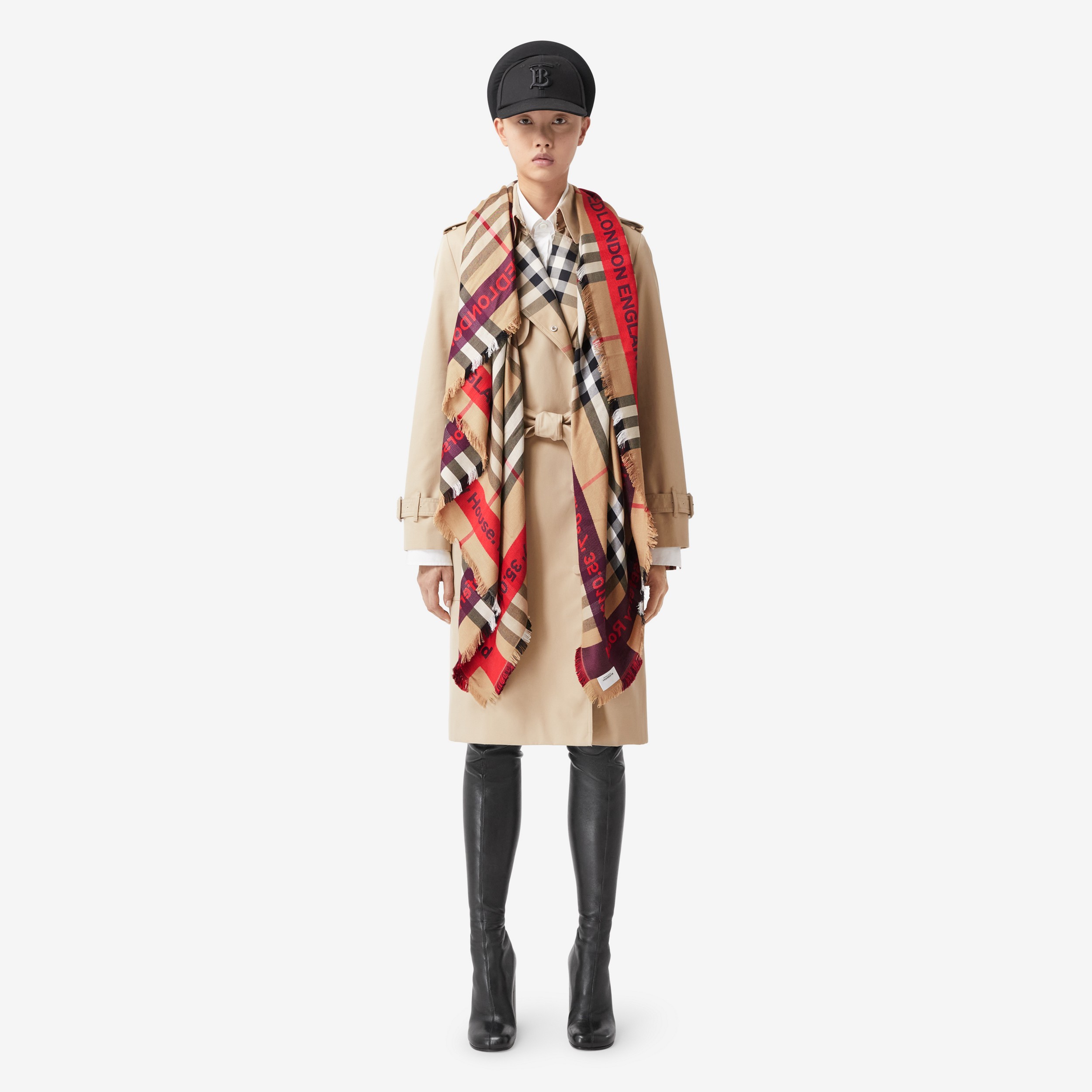 Montage Print Silk Wool Scarf in Archive Beige | Burberry® Official - 3