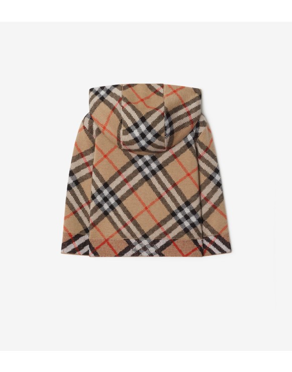 Hoodie zippé en laine Check
