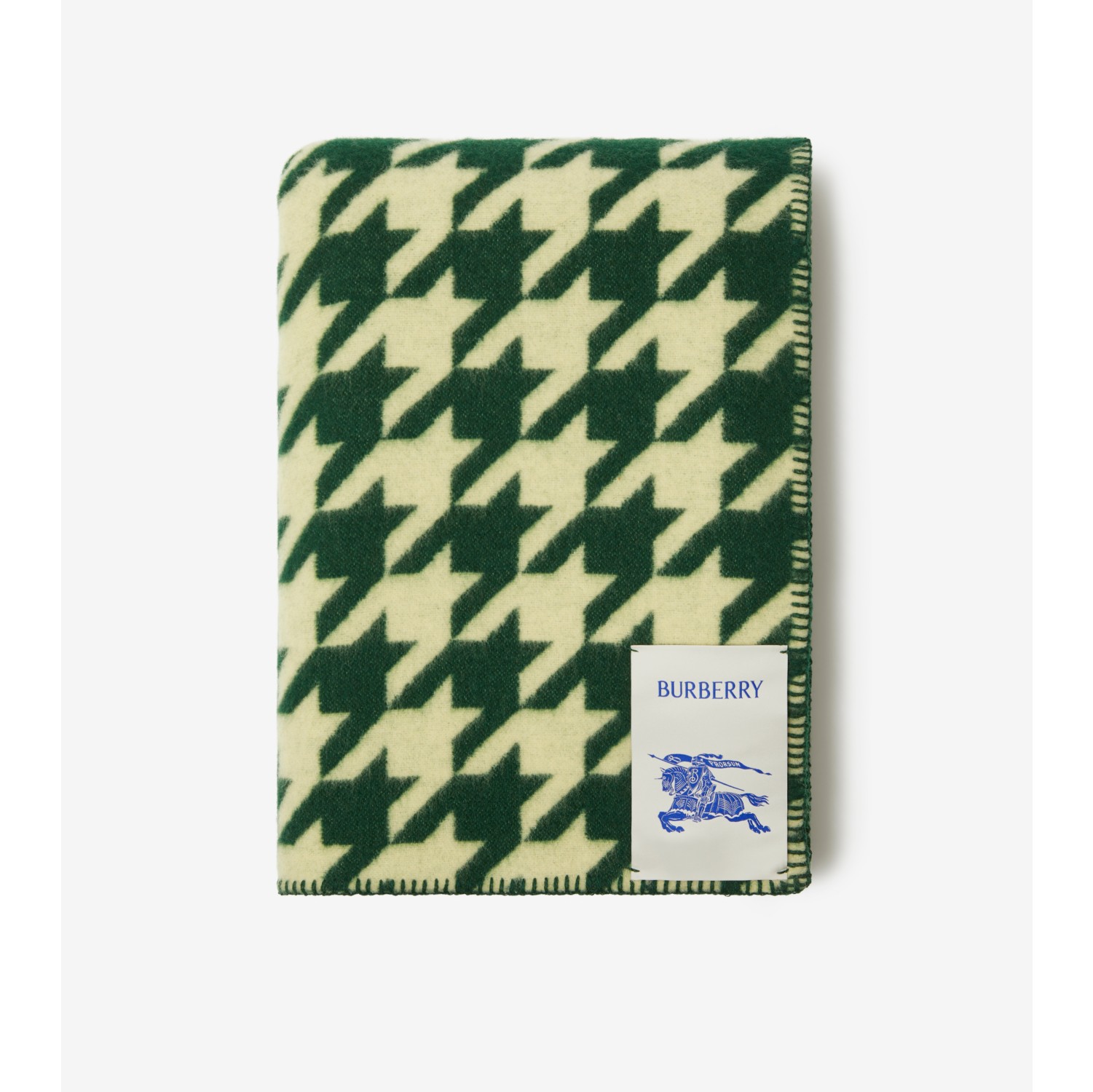 Houndstooth Wool Blanket in Ivy sherbet Burberry Official