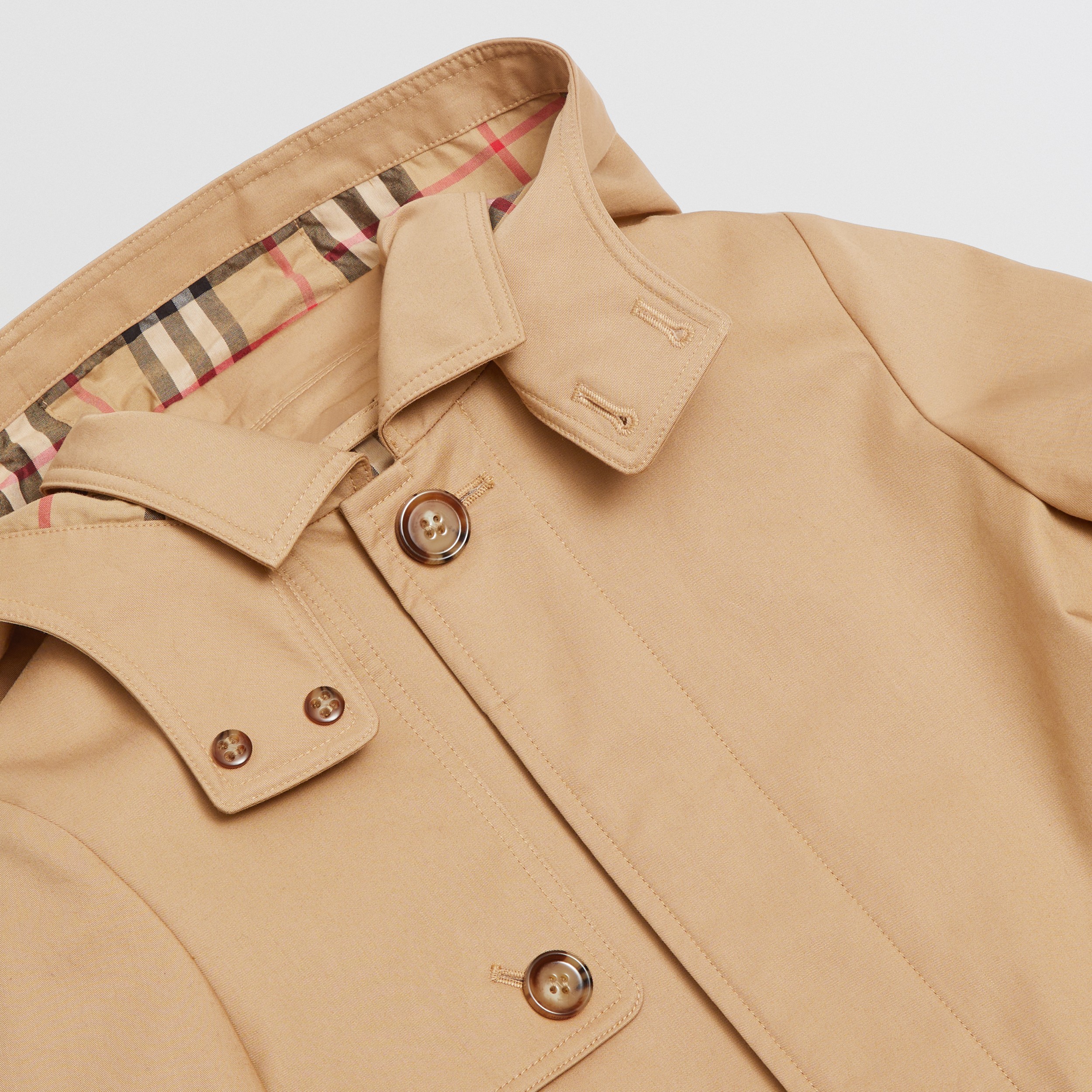Detachable Hood Check-lined Cotton Twill Car Coat in Archive Beige | Burberry® Official - 2