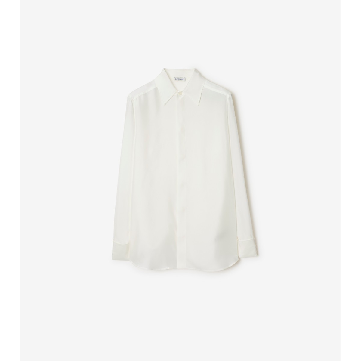 Shop Burberry Silk Shirt In Chalk