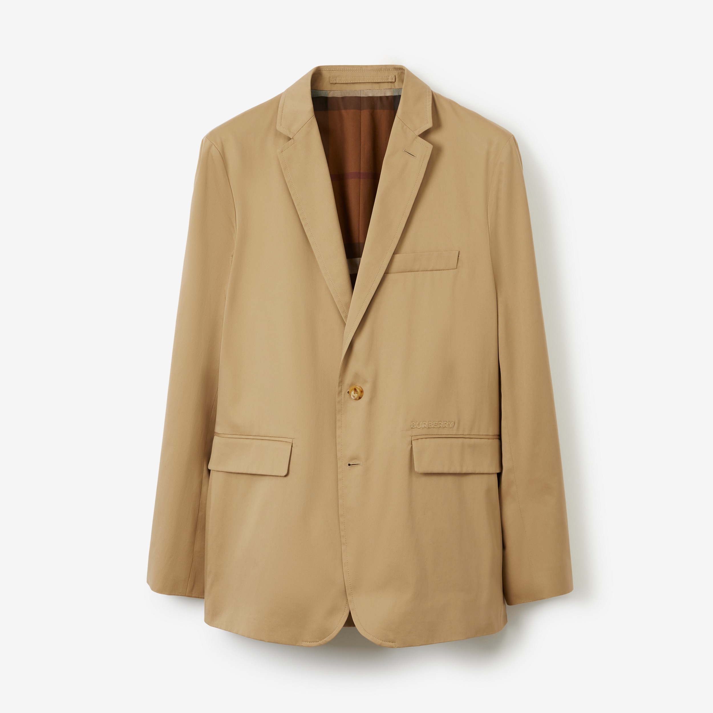 Slim Fit Cotton Tailored Jacket in Archive Beige - Men | Burberry® Official - 1