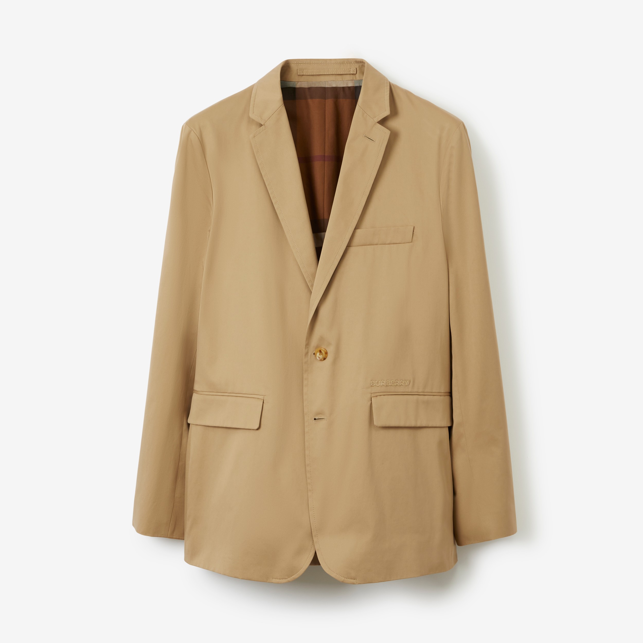 wekelijks zuiger hoekpunt Slim Fit Cotton Tailored Jacket in Archive Beige - Men | Burberry® Official