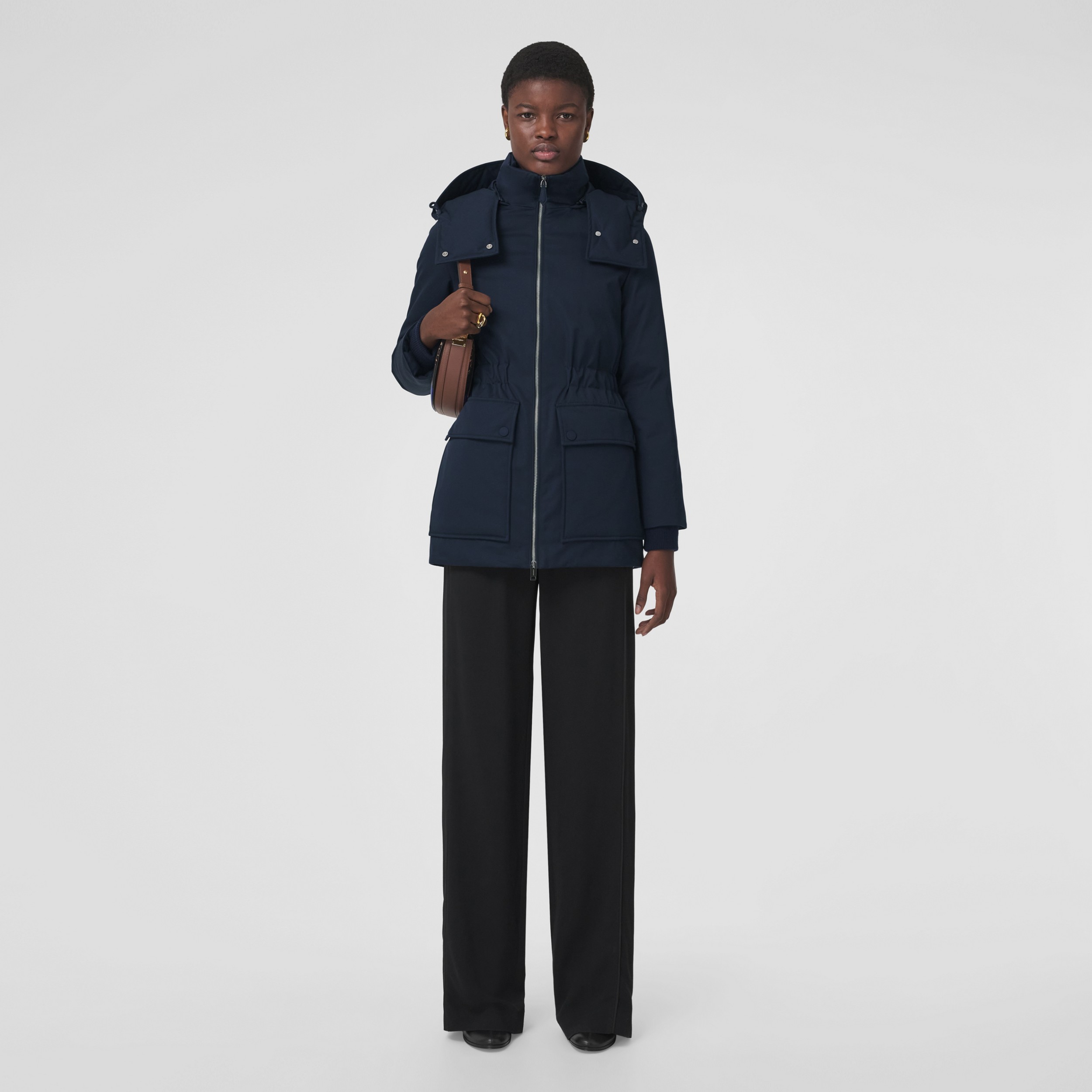 Mantel aus Baumwollgabardine mit abnehmbarer Kapuze (Mitternachtsblau) - Damen | Burberry® - 1
