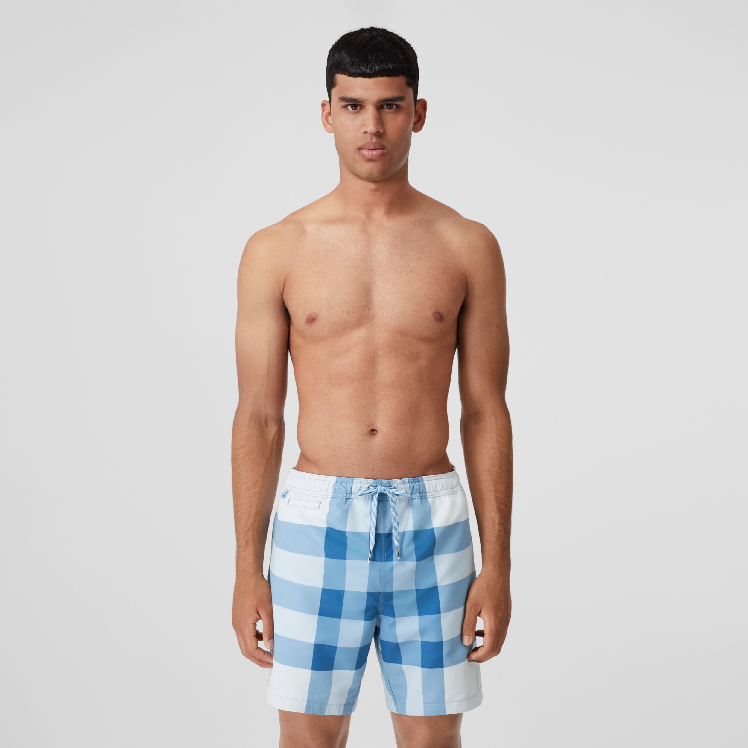 Check Print Swim Shorts in Sky Blue - Men | Burberry® Official
