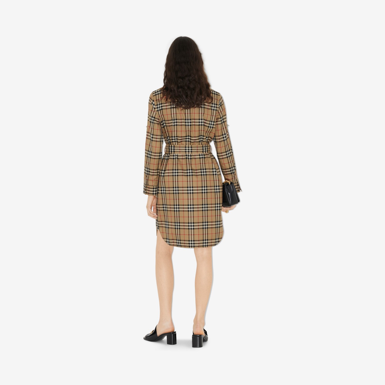 체크 코튼 셔츠 드레스 (아카이브 베이지) - 여성 | Burberry®