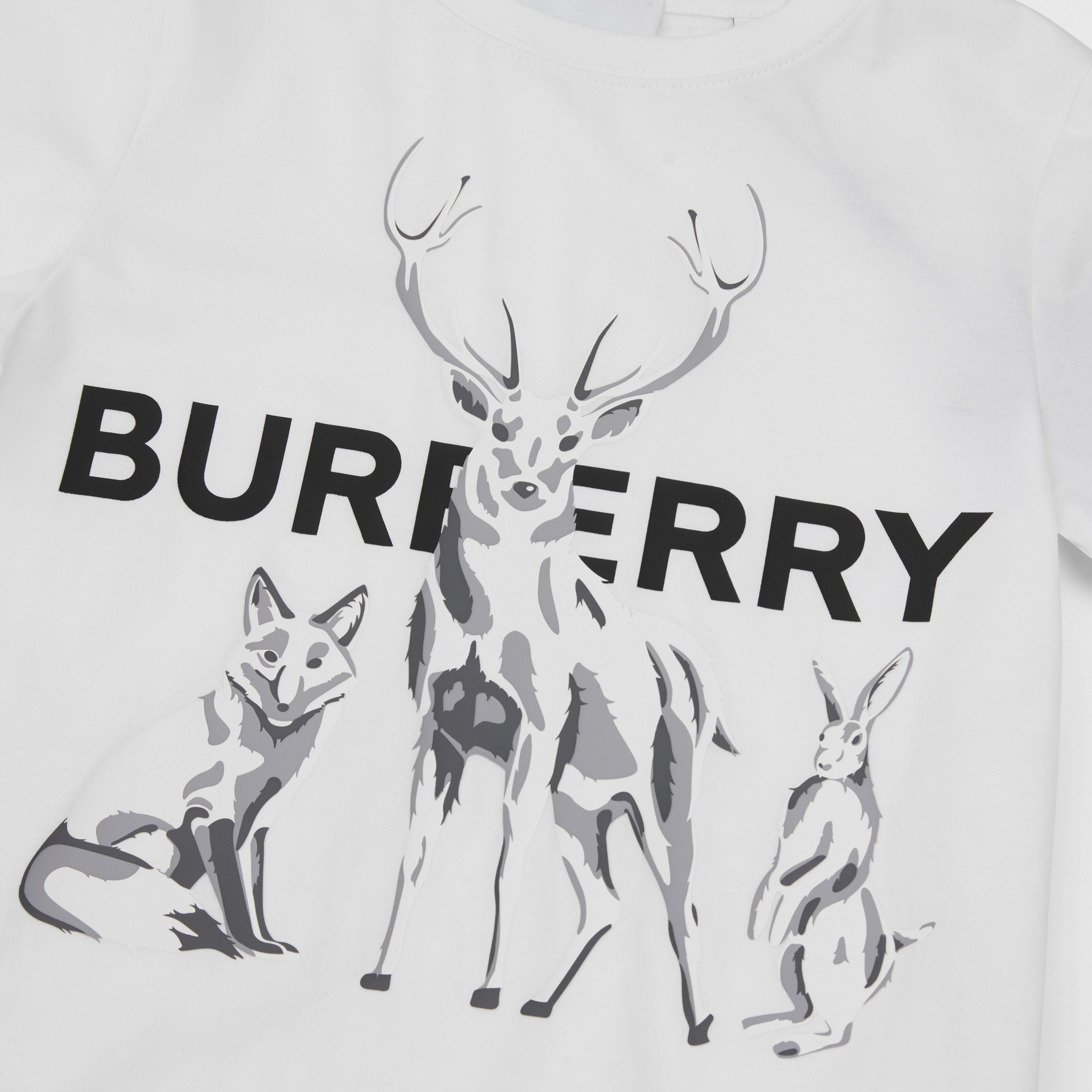Animal Kingdom Print Cotton T-shirt in White - Children | Burberry® Official - 2