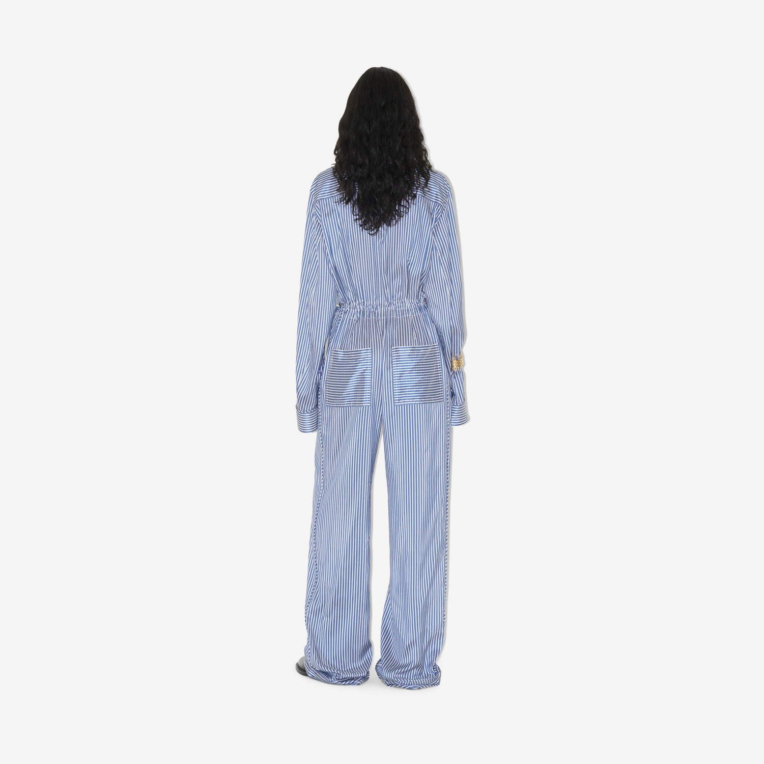 Macacão de seda listrado (Azul/branco) - Mulheres | Burberry® oficial