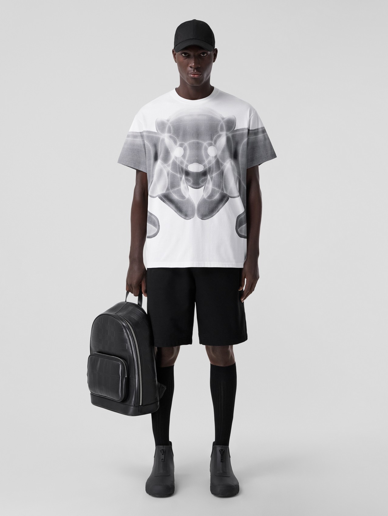 Oversize-T-Shirt aus Baumwolle mit Thomas Teddybär-Grafik (Weiß)