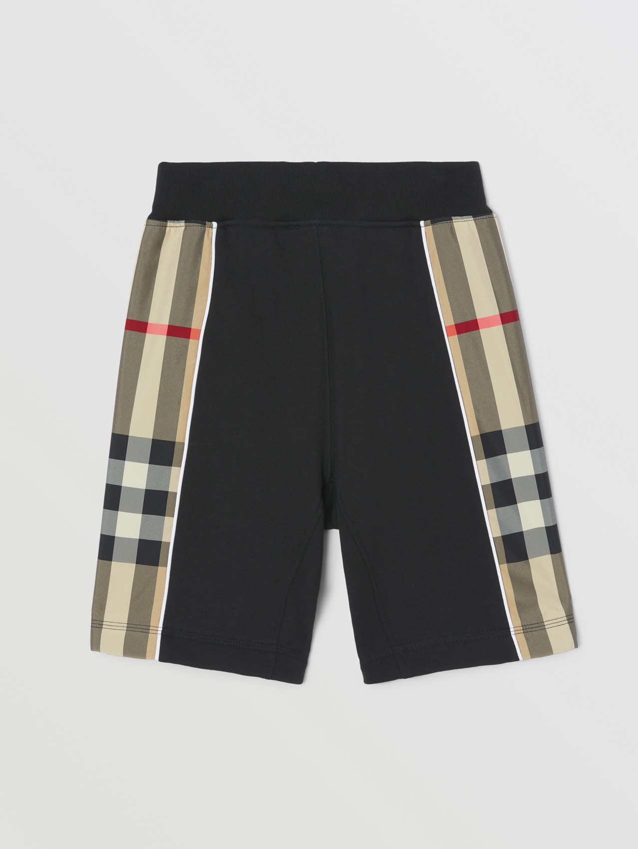 Pantalones cortos en algodón con paneles a cuadros (Negro)