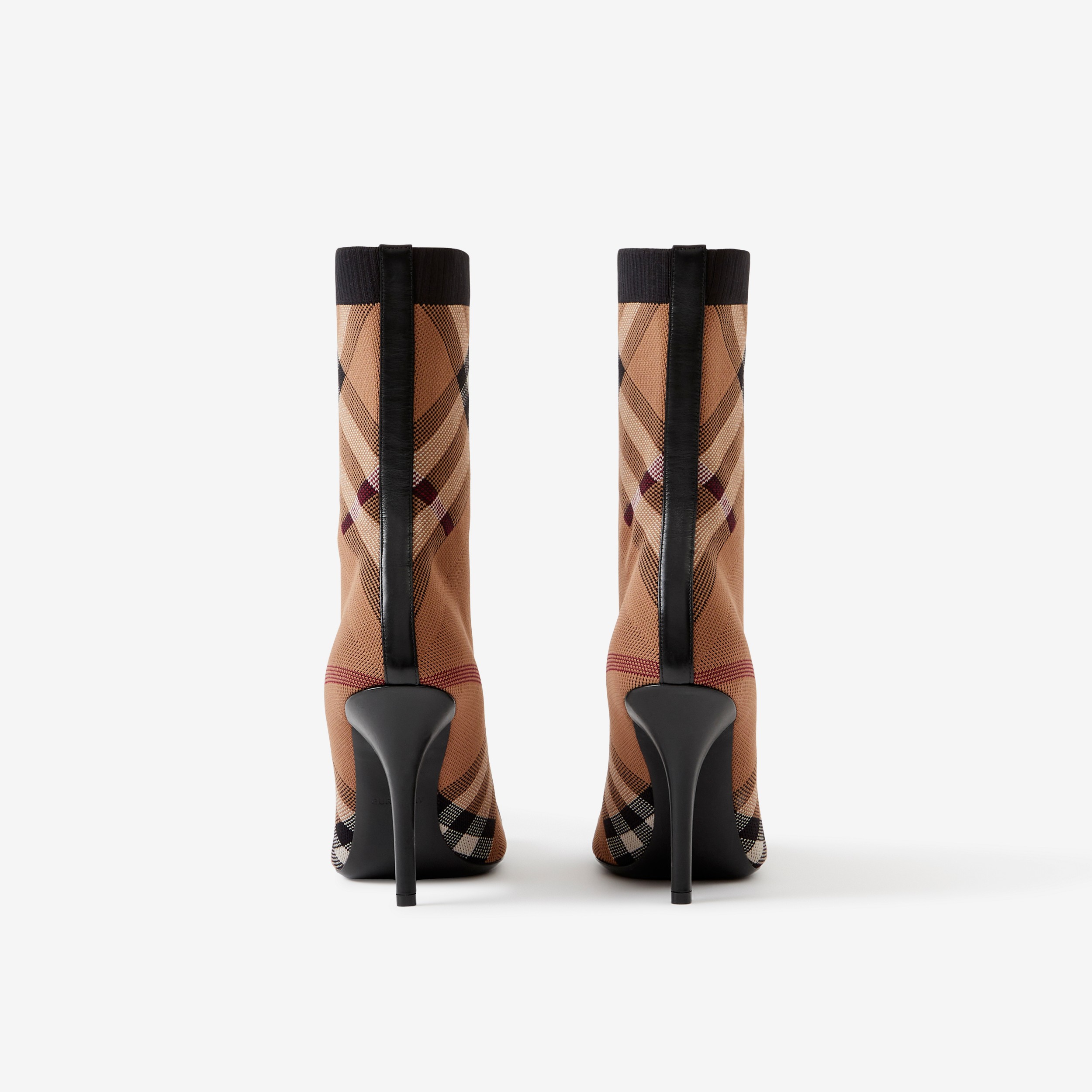 Botas estilo meia de malha xadrez (Marrom Bétula) - Mulheres | Burberry® oficial - 3