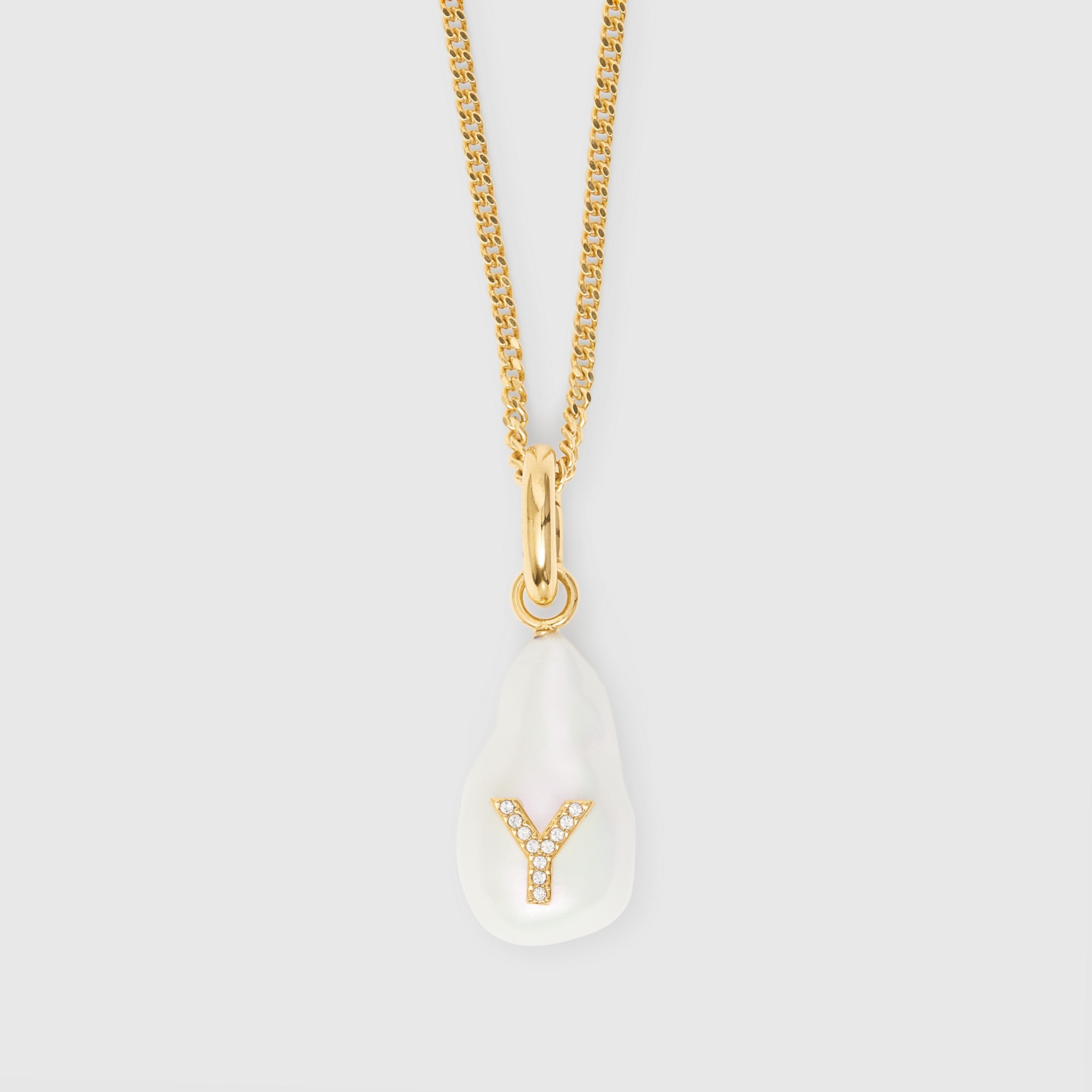 Lettre bijou  Y  en perle en résine avec cristaux – exclusivité en ligne (Or Clair/nacre) - Femme | Site officiel Burberry® - 4