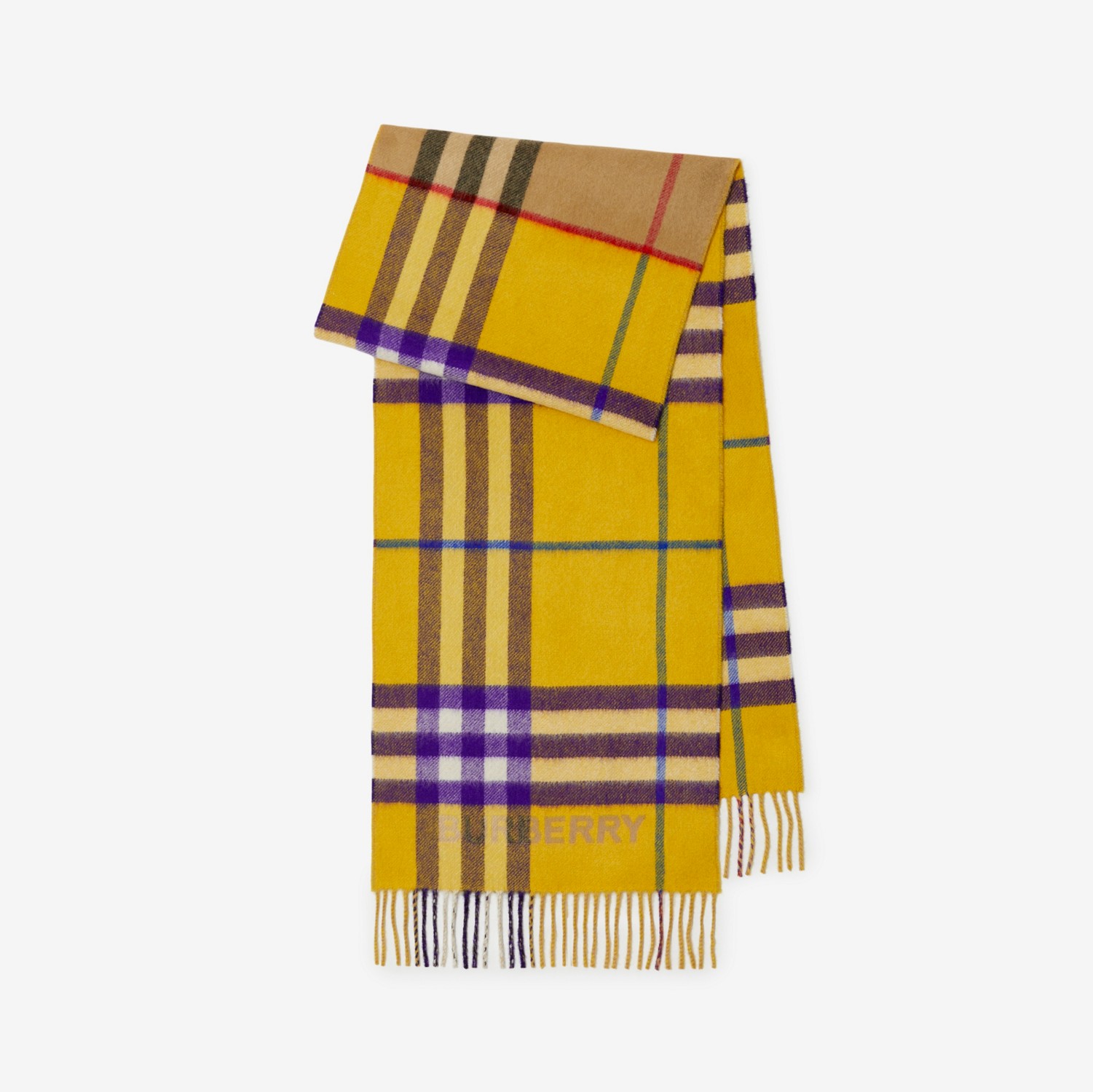 Contrast Check Cashmere Scarf in Archive Beige/pear | Burberry® Official