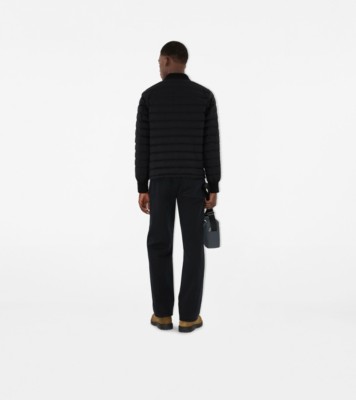 BURBERRY☆24FW ベルト フード ダウンパッド入りジャケット チェックンナイロン フーデッドジャケット (ブラック) - メンズ