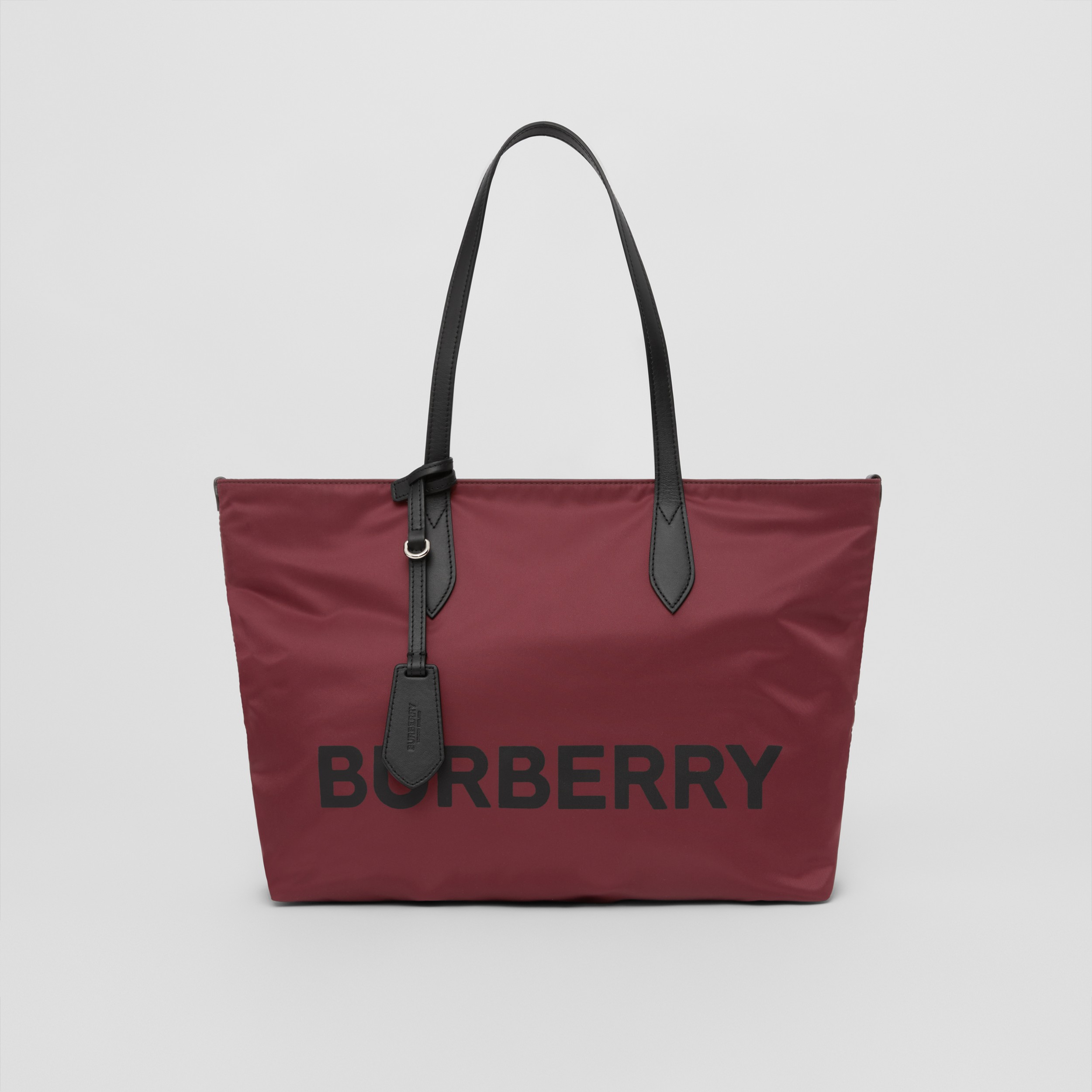 Logo Print Nylon Tote Bag in Burgundy - Women | Burberry® Official - 1