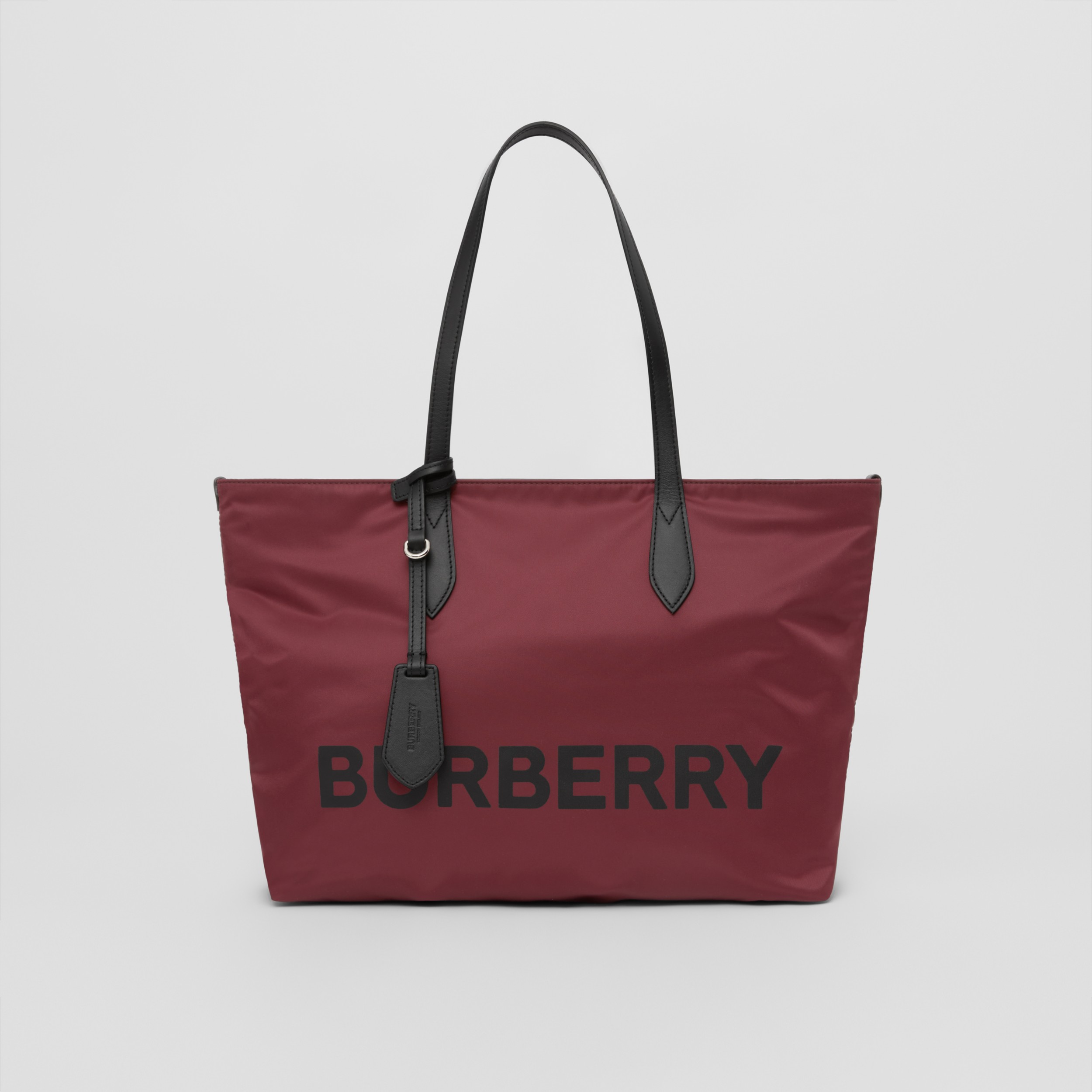 Logo Print Nylon Tote Bag in Burgundy Women Burberry® Official