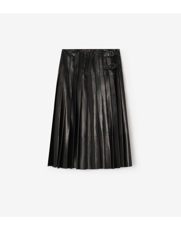 Pleated Leather Skirt