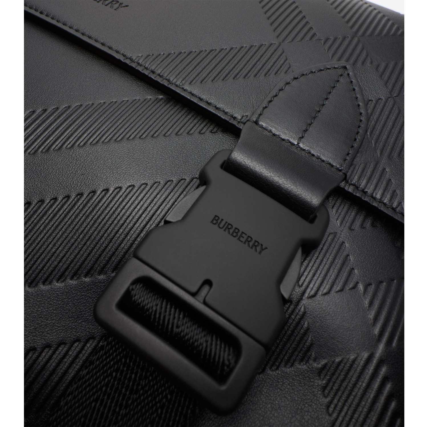 Embossed Check Buckled Messenger Bag​