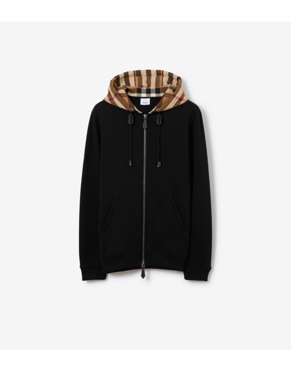 Check Hood Cotton Blend Zip Hoodie