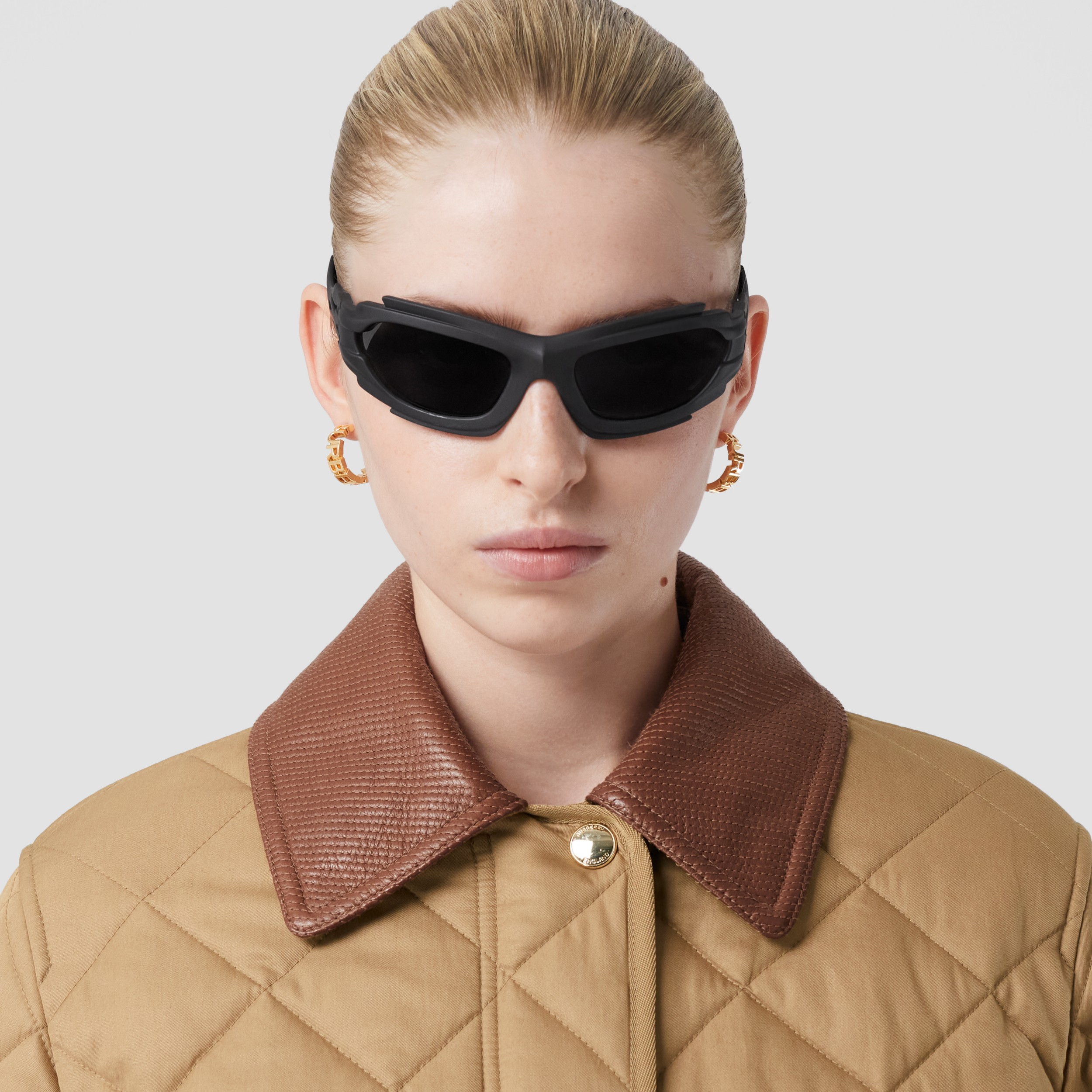 Cotton Gabardine Diamond Quilted Jacket in Camel - Women | Burberry ...