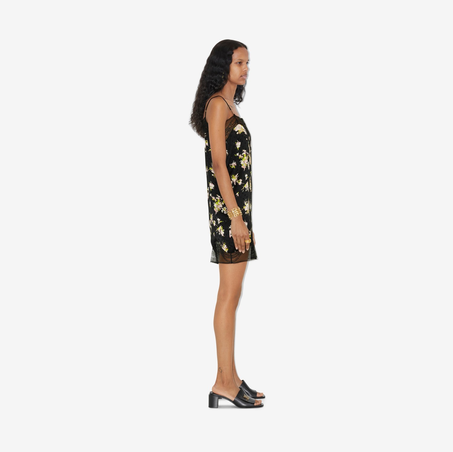 Floral Print Viscose Slip Dress in Black - Women | Burberry® Official