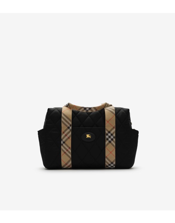 Check Trim Quilted Nylon Baby Changing Bag