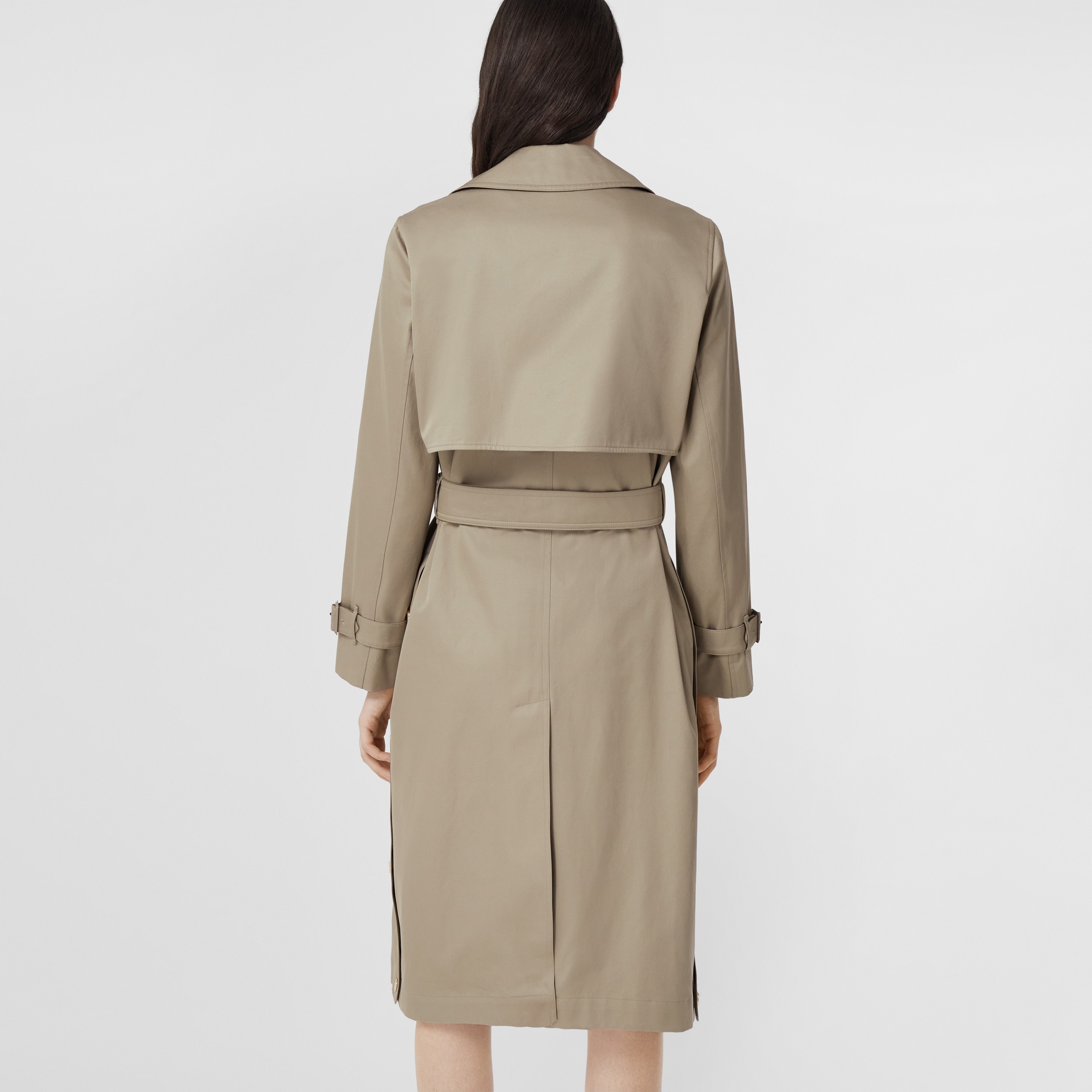 Cotton Gabardine Belted Trench Coat in Light Peat Brown - Women | Burberry® Official - 3