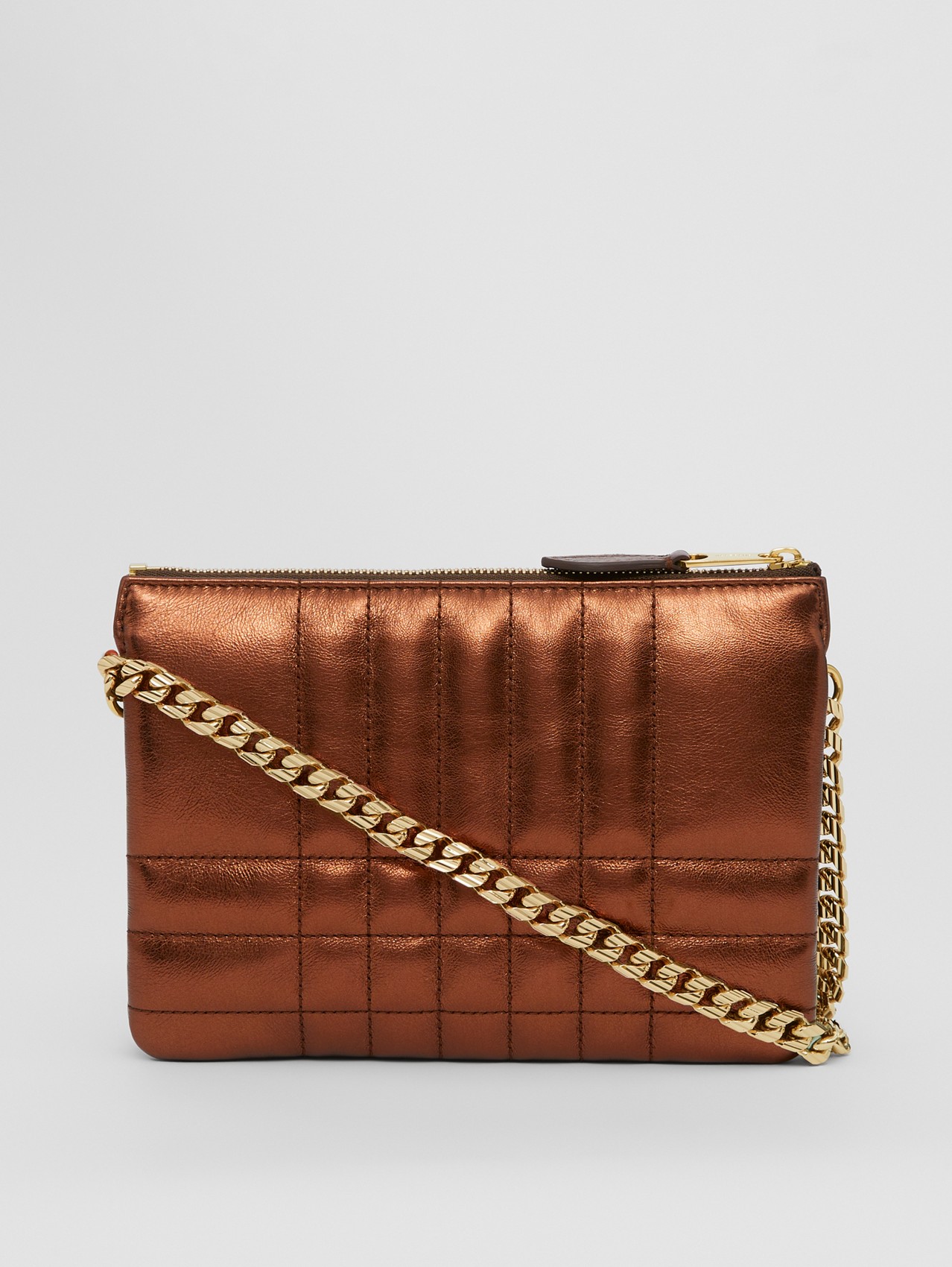 Quilted Leather Lola Twin Pouch in Bronze