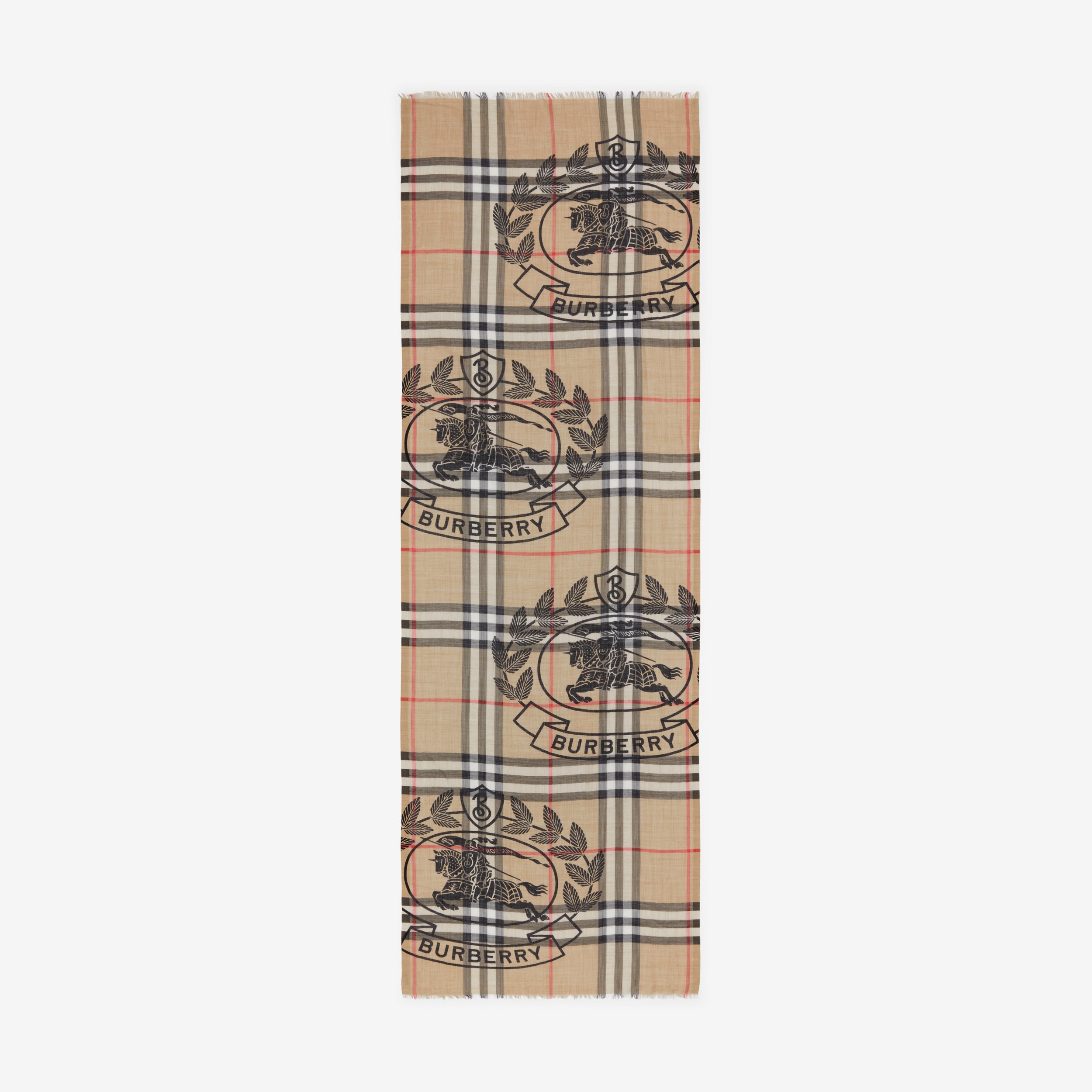 Sciarpa leggera in lana e seta con collage di stampe (Beige Archivio) | Sito ufficiale Burberry® - 2