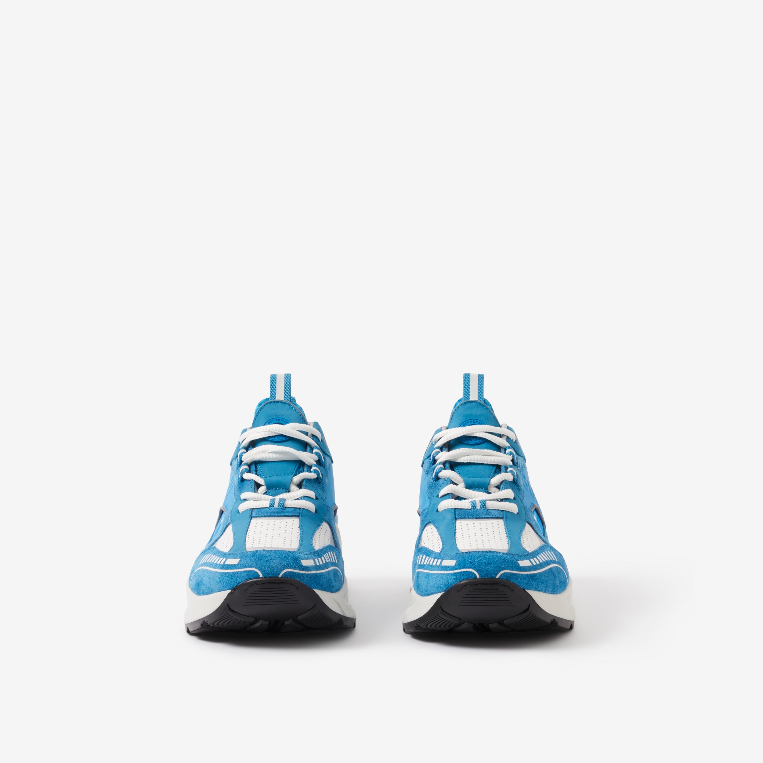 Sneakers en cuir, cuir velours et Check (Bleu Mélangé) - Homme | Site officiel Burberry® - 2