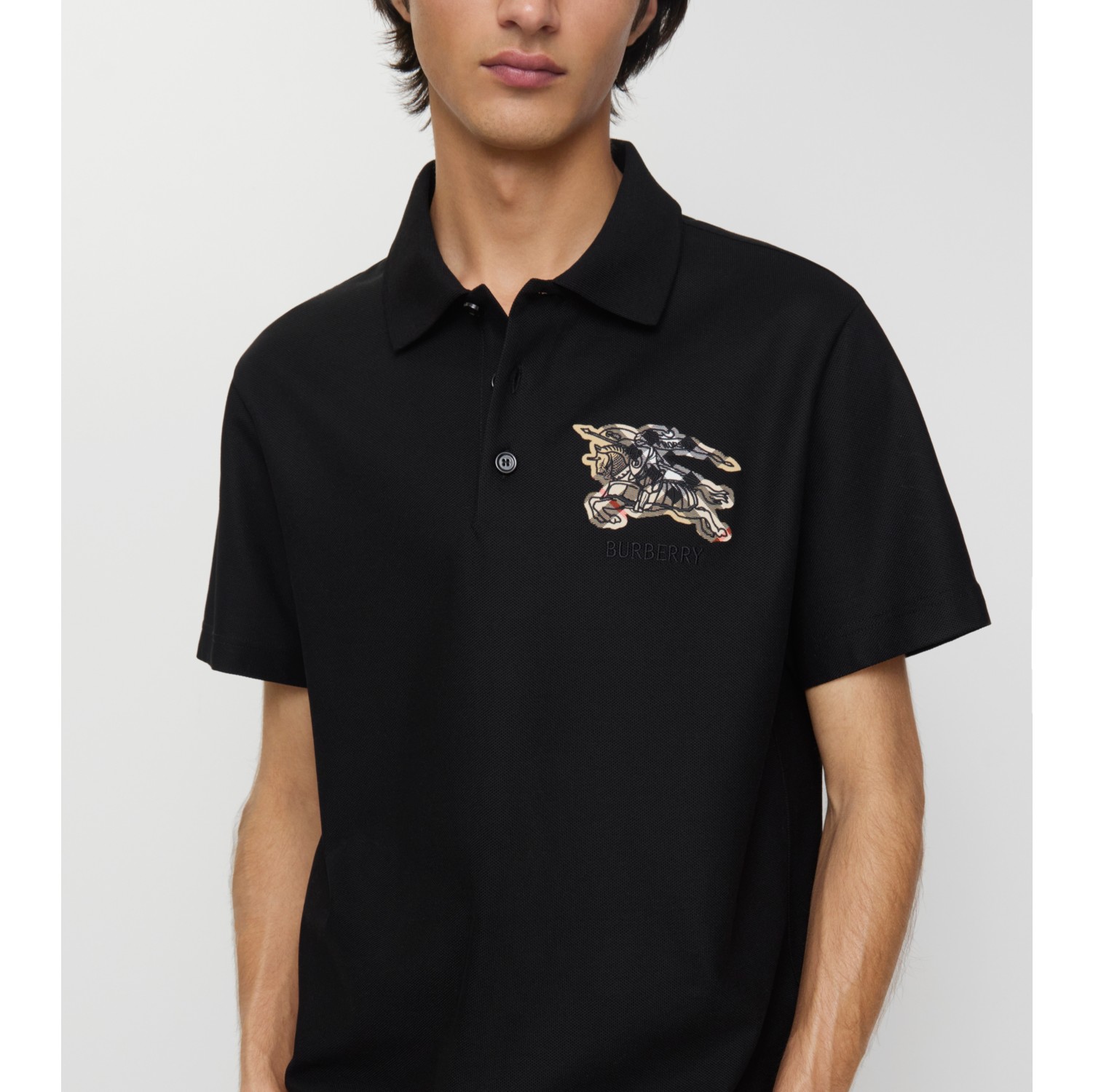 Camisa polo de algodão com EKD em estampa Check