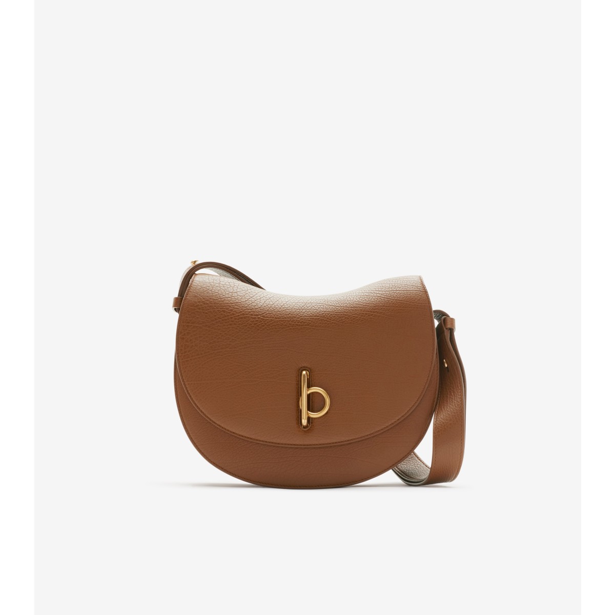 Burberry Rocking Horse Small Leather Saddle Crossbody Bag In Hazel, Grainy Leather
