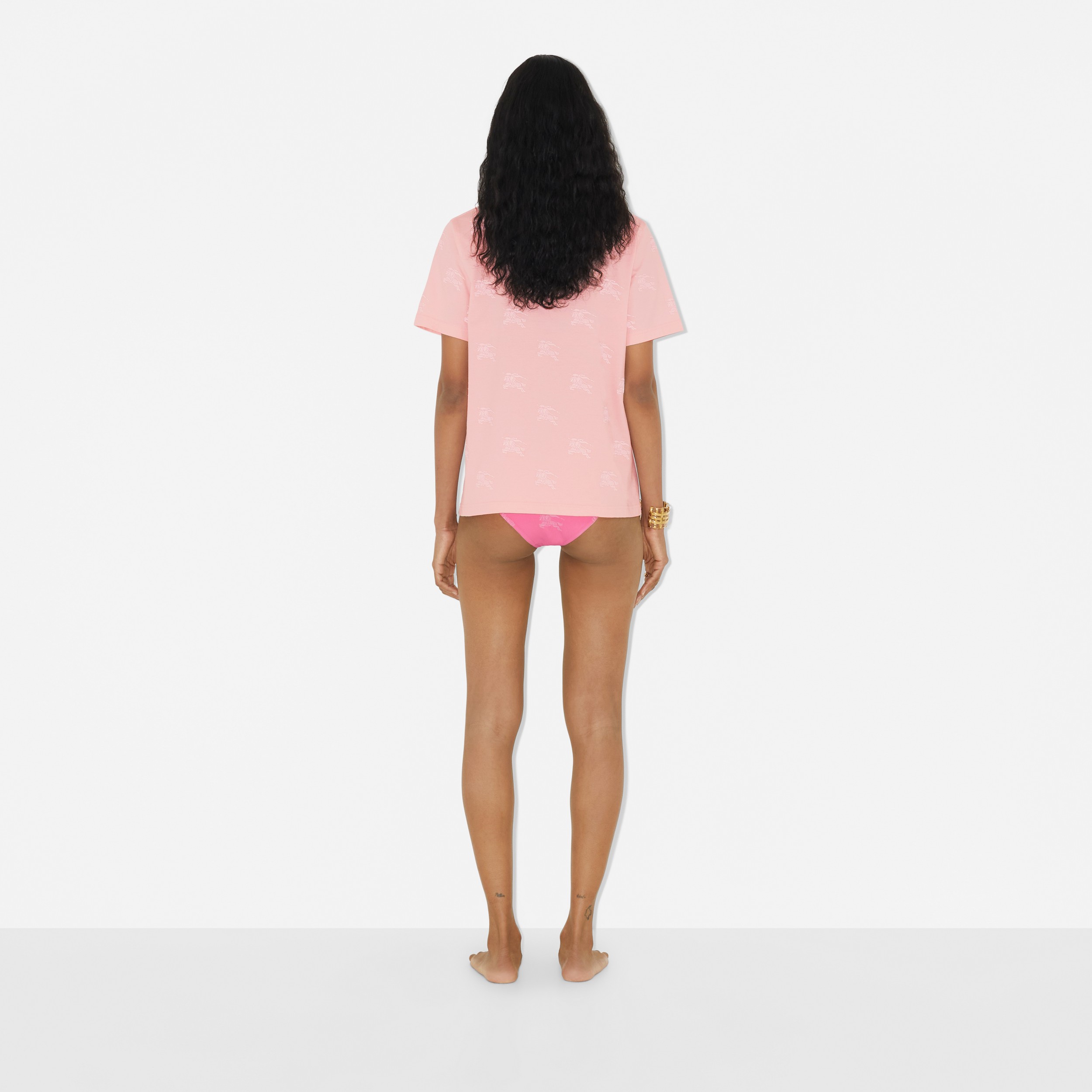EKD 프린트 코튼 티셔츠 (소프트 블로섬) - 여성 | Burberry® - 4