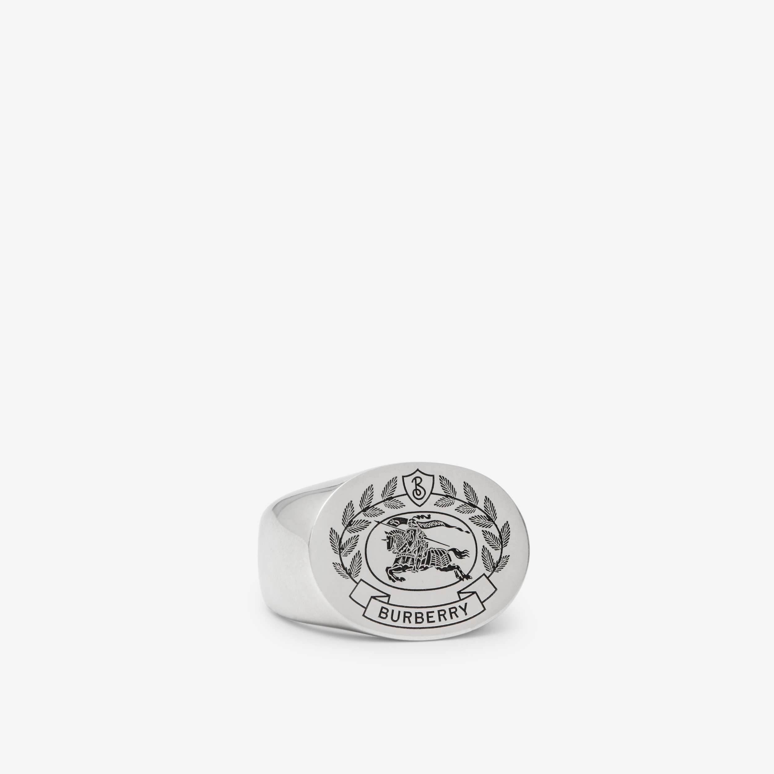 EKD Engraved Palladium-plated Signet Ring in Vintage Steel - Men | Burberry®  Official