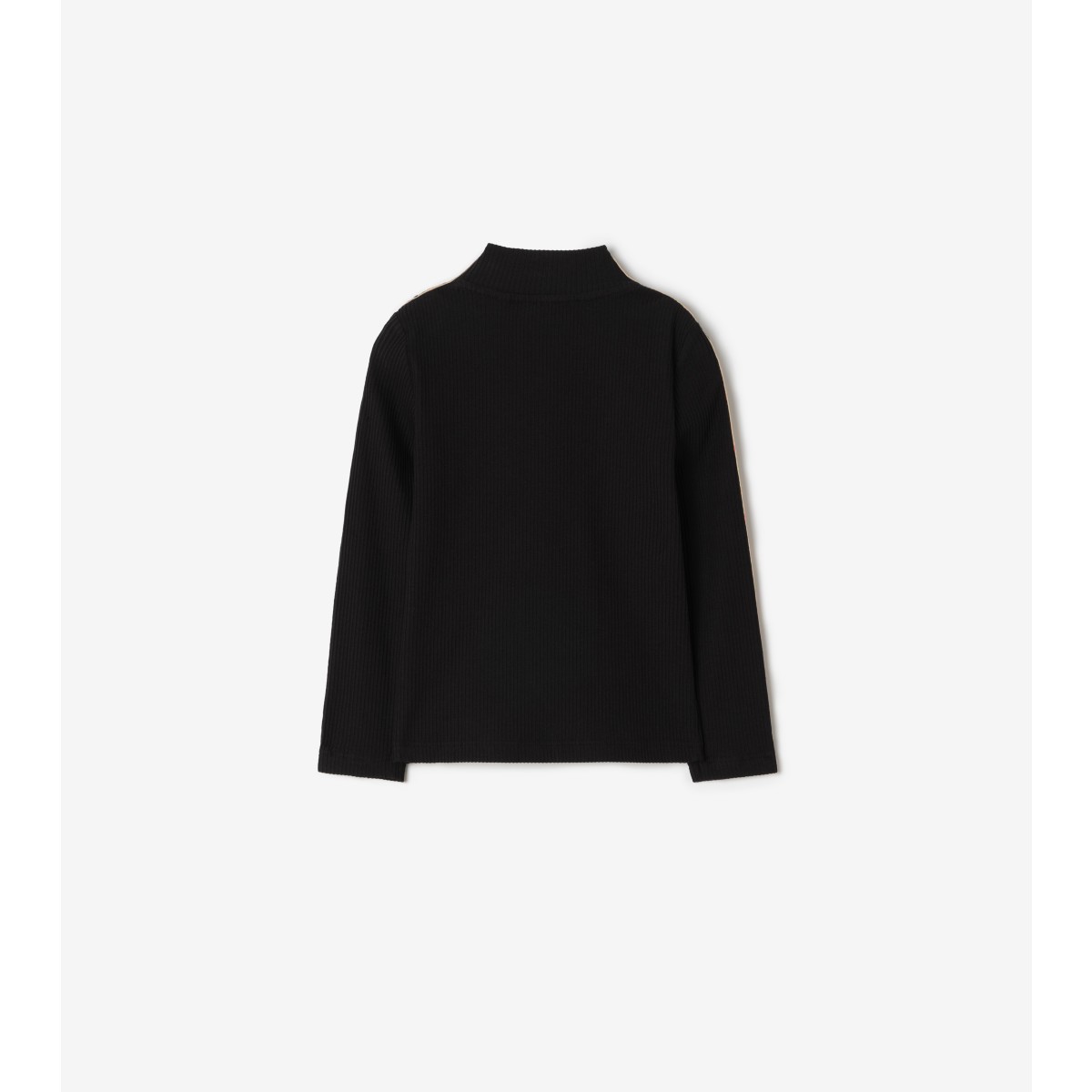  Check Long-sleeve Trim Cotton Top