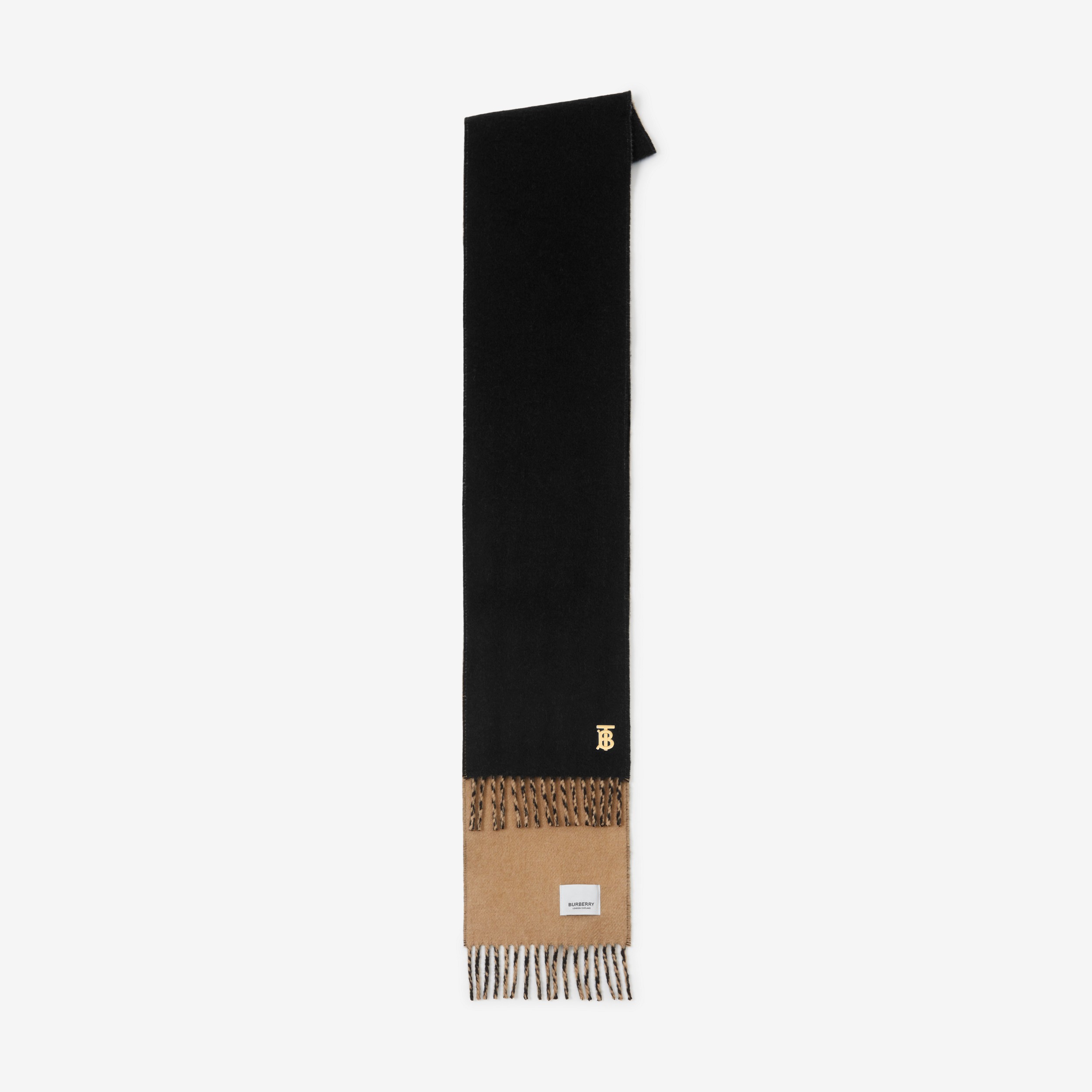 Bufanda reversible en cachemir con detalle de monograma (Cámel/negro) | Burberry® oficial - 2