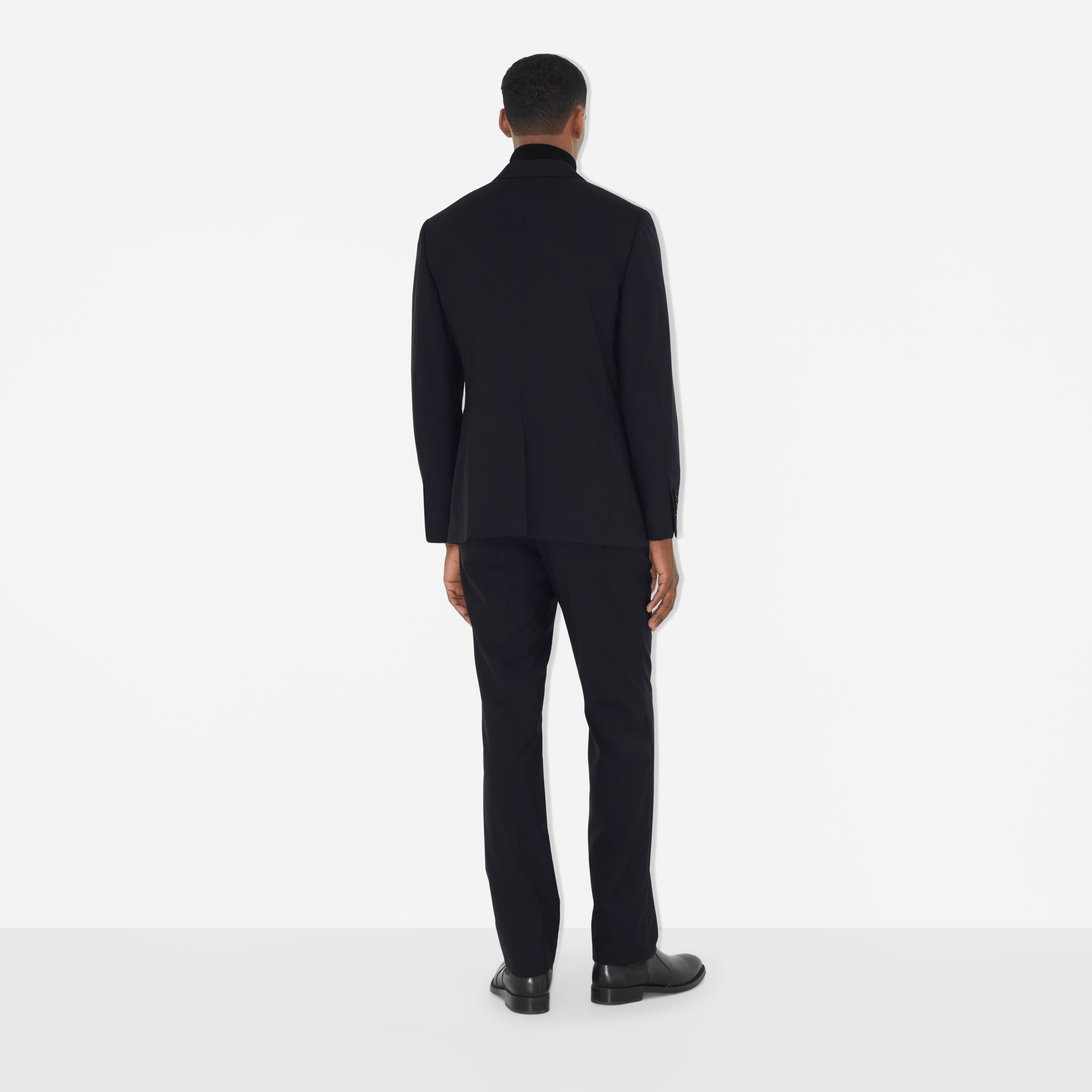 Slim Fit Embroidered Monogram Wool Tailored Jacket in Navy - Men | Burberry® Official - 4