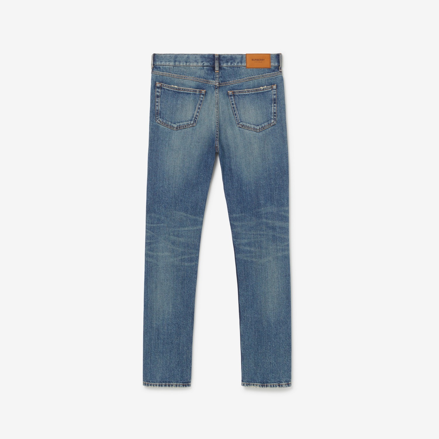 Calças jeans em brim stretch japonês com corte slim (Lavagem Vintage) - Homens | Burberry® oficial